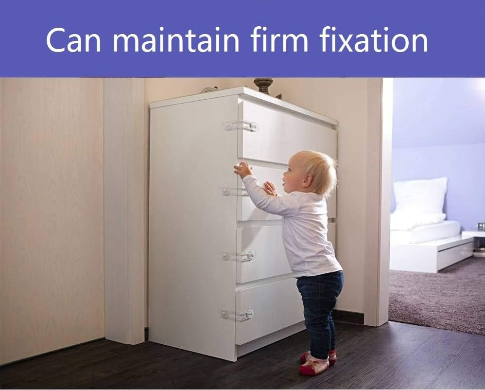 10Pcs Baby Proof Cabinet and Drawer Locks, Adjustable Strap with Adhesive Pads, No Drilling Child Safety Locks for Cupboards, Drawers, Doors, and Fridges