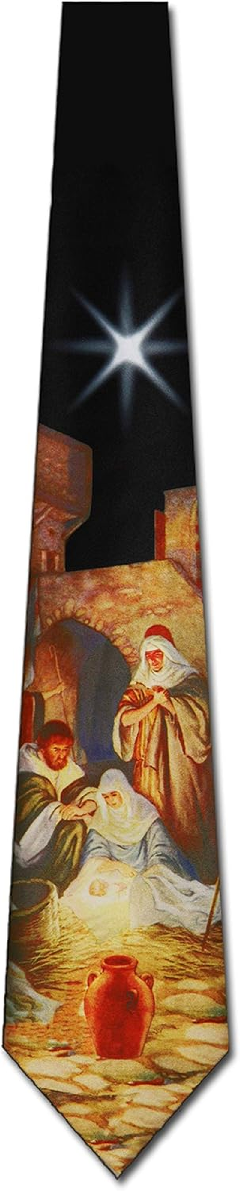 Three Rooker Nativity Scene Tie Mens Religious Manger Neckties