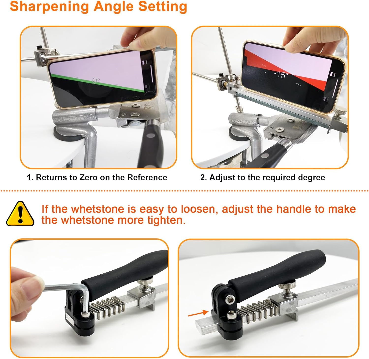 Huanlemai RUIXIN PRO RX-008 Kitchen Knife Sharpener System with 10Whetstones,360Deg Rotation Flipdesign,Fixed-Angle Stainlesssteel Profess. Chef Knife Sharpening Kit Blades Finegrinding Polishing Tool image number 3