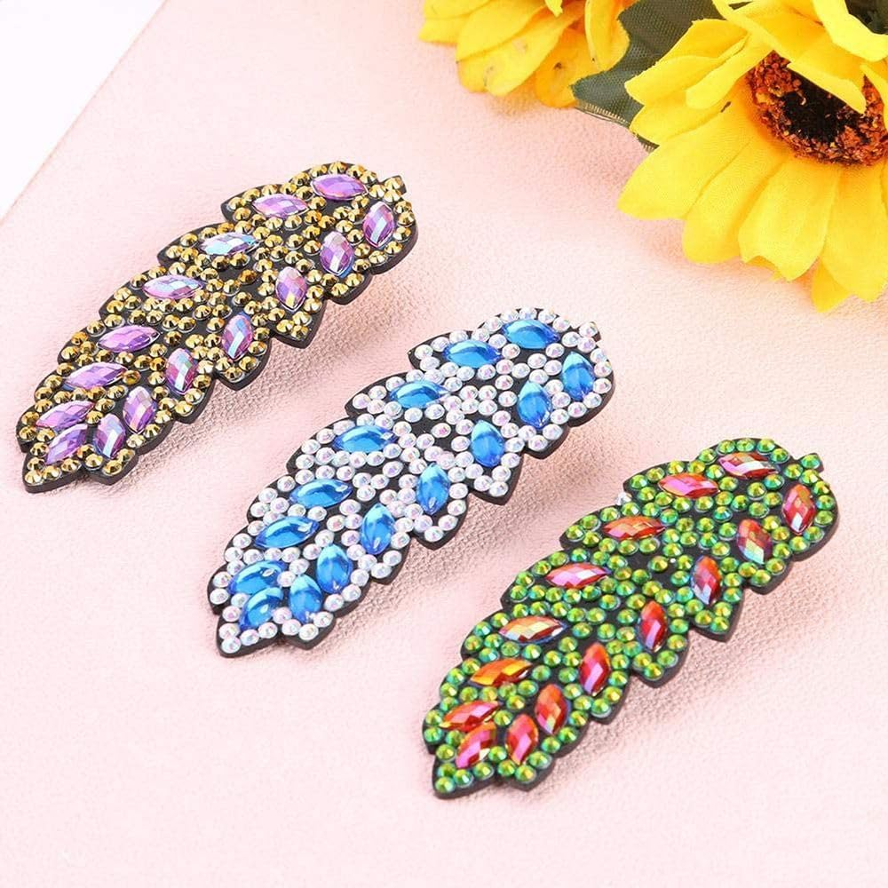 3Pcs Diamond Painting Hair Clips, 5D Bowknot Bobby Pins Girls Diy Diamond Hair Clip Butterfly Hairpin Elegant Barrettes Gift for Girls Daughter Best Friend or Mather 8.5 * 3.5Cm (J) image number 2