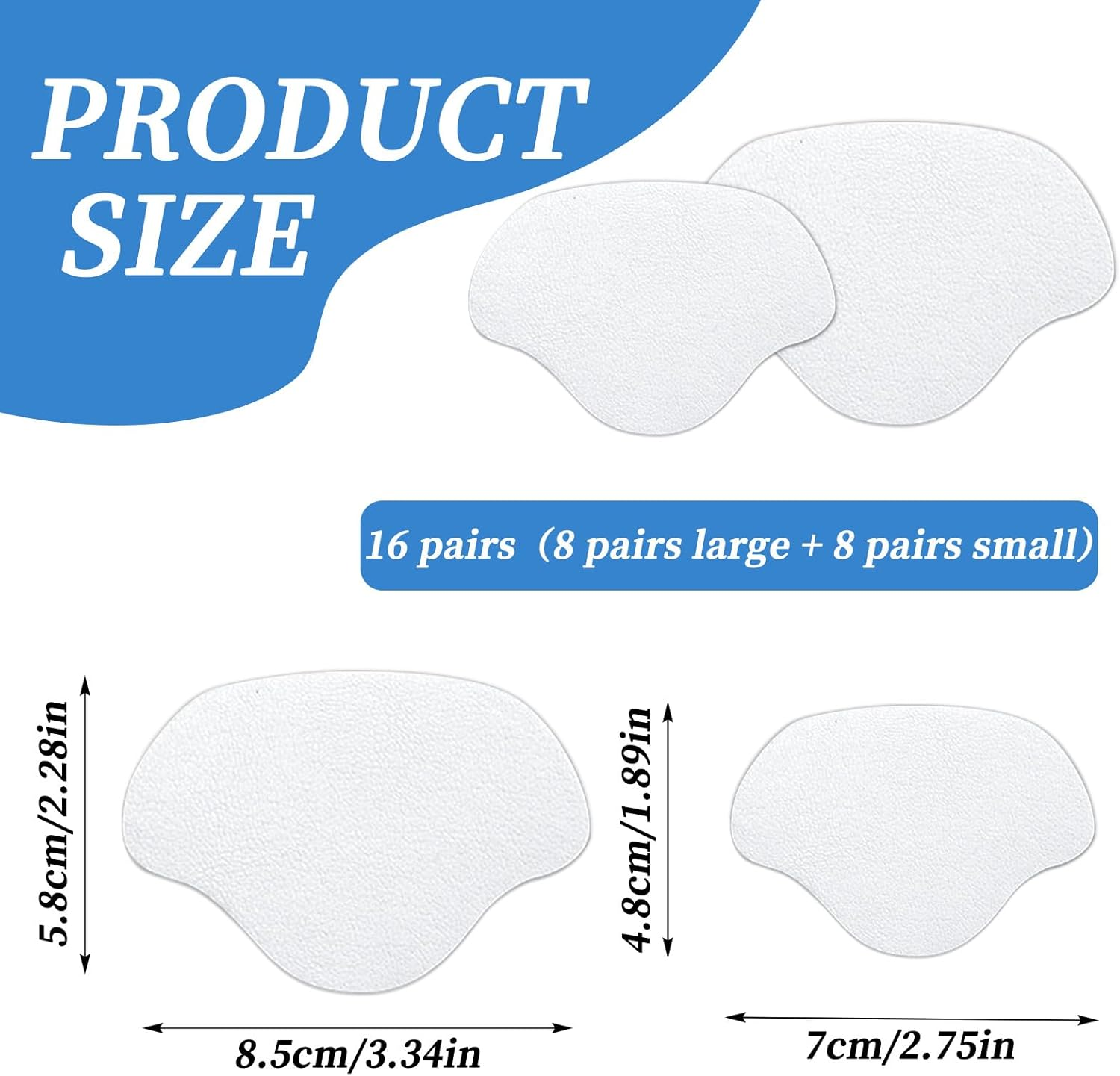 16 Pairs Shoe Heel Repair, Self-Adhesive Shoe Patches for Holes, Leather Shoe Repair Kit Heel Protectors for Sneakers Leather Shoes High Heels, 2 Sizes image number 2