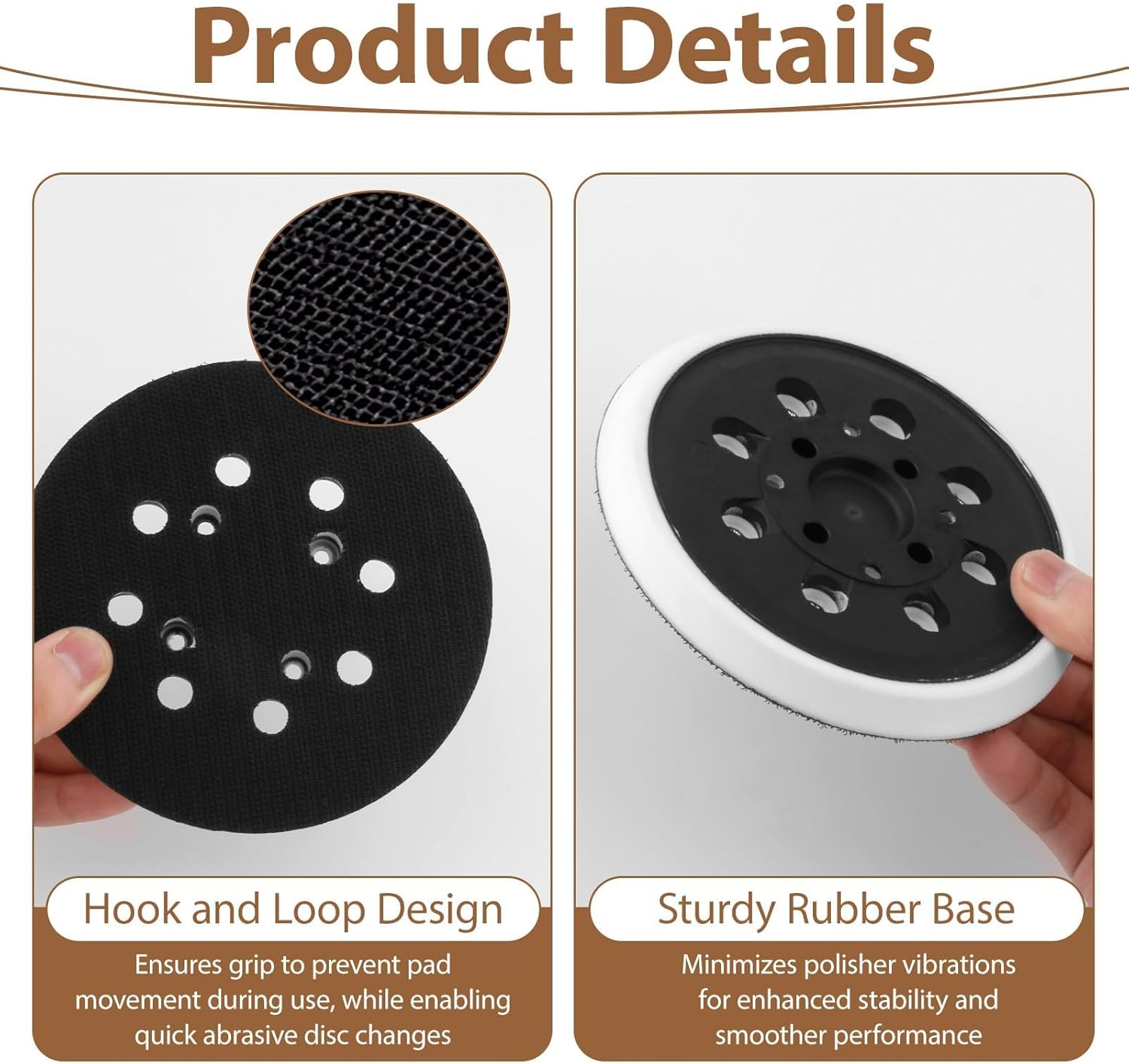 5 Inch 8 Hole Sander Backing Pad for Bosch PEX 300/400 AE 4000AE Advancedorbit 18, 125Mm Replacement Random Orbit Sanding Interface Pad, Hook and Loop Sanding Discs for Smooth Finishing image number 6