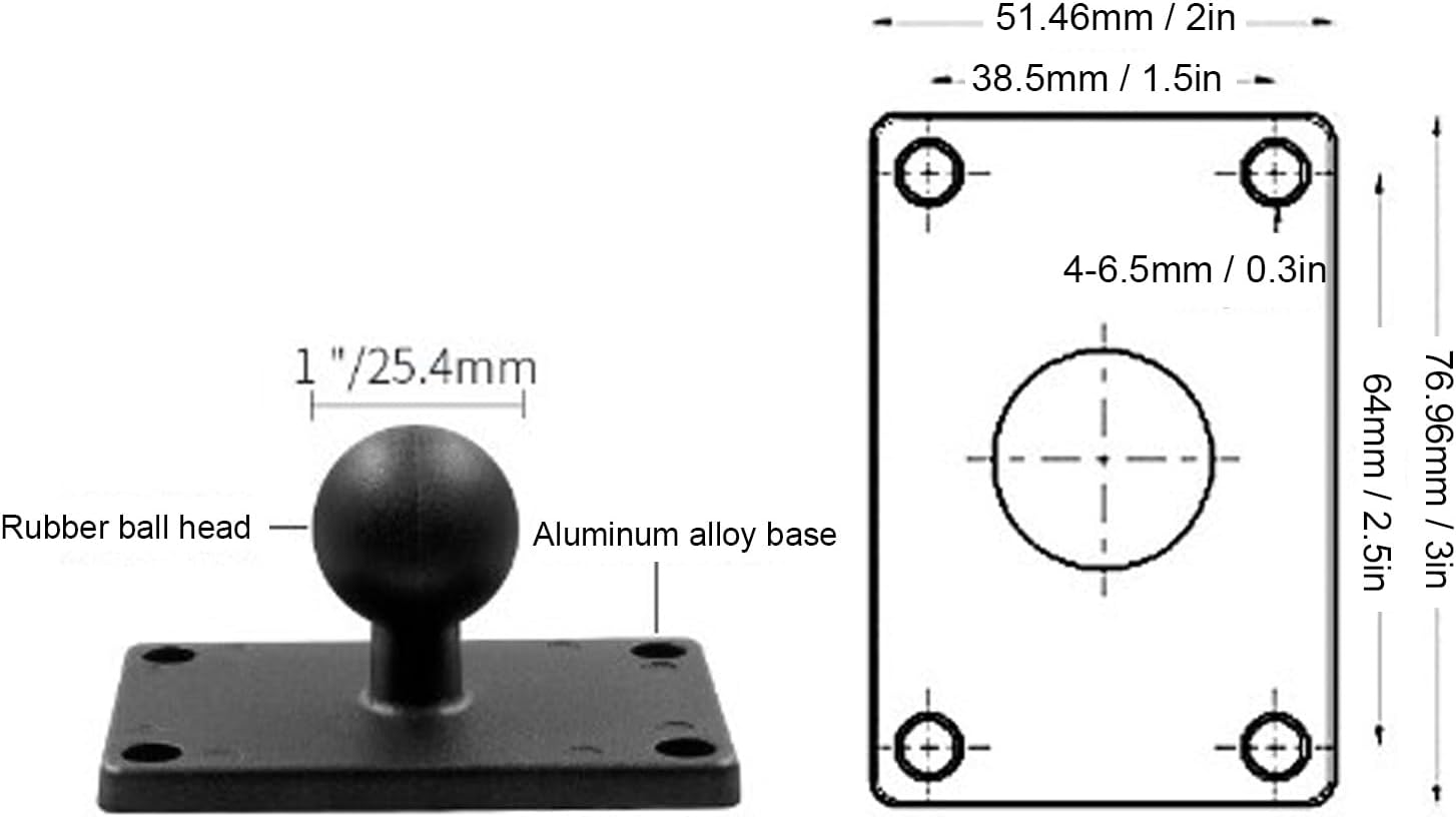 Aluminum Alloy AMPS Square Plate, RAM B Bracket, Ball Mount Base with AMPS Hole for RAM Mounts B Size Ball Double Socket Arms image number 5