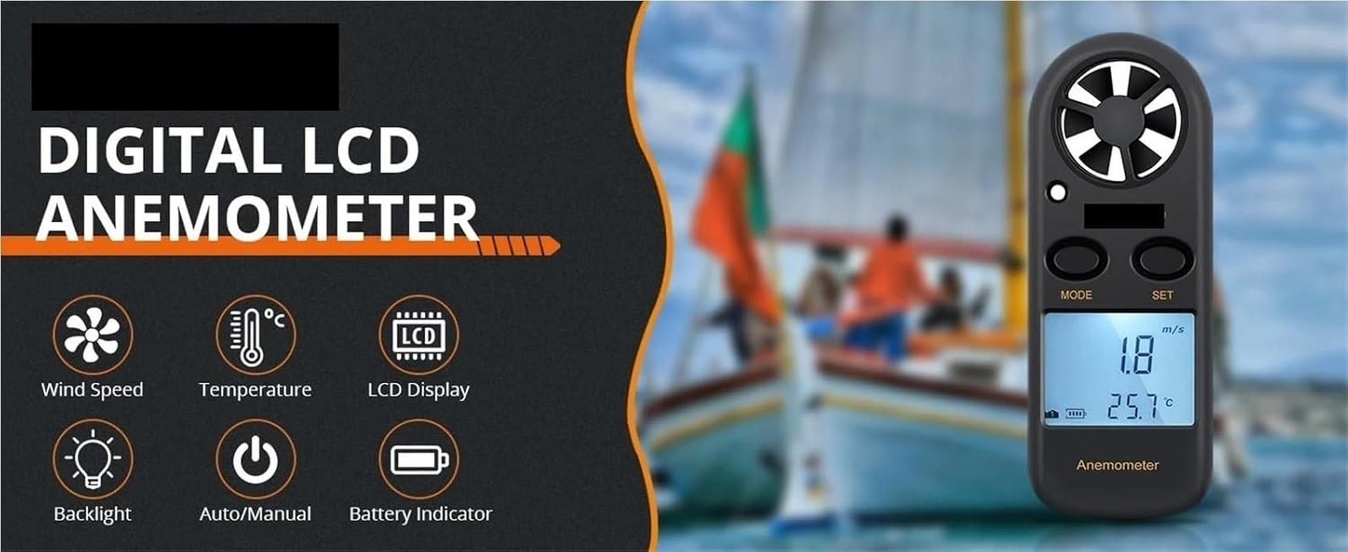 Handheld Anemometer 3-In-1 Digital Wind Speed Meter for Drones, Windsurfing image number 4