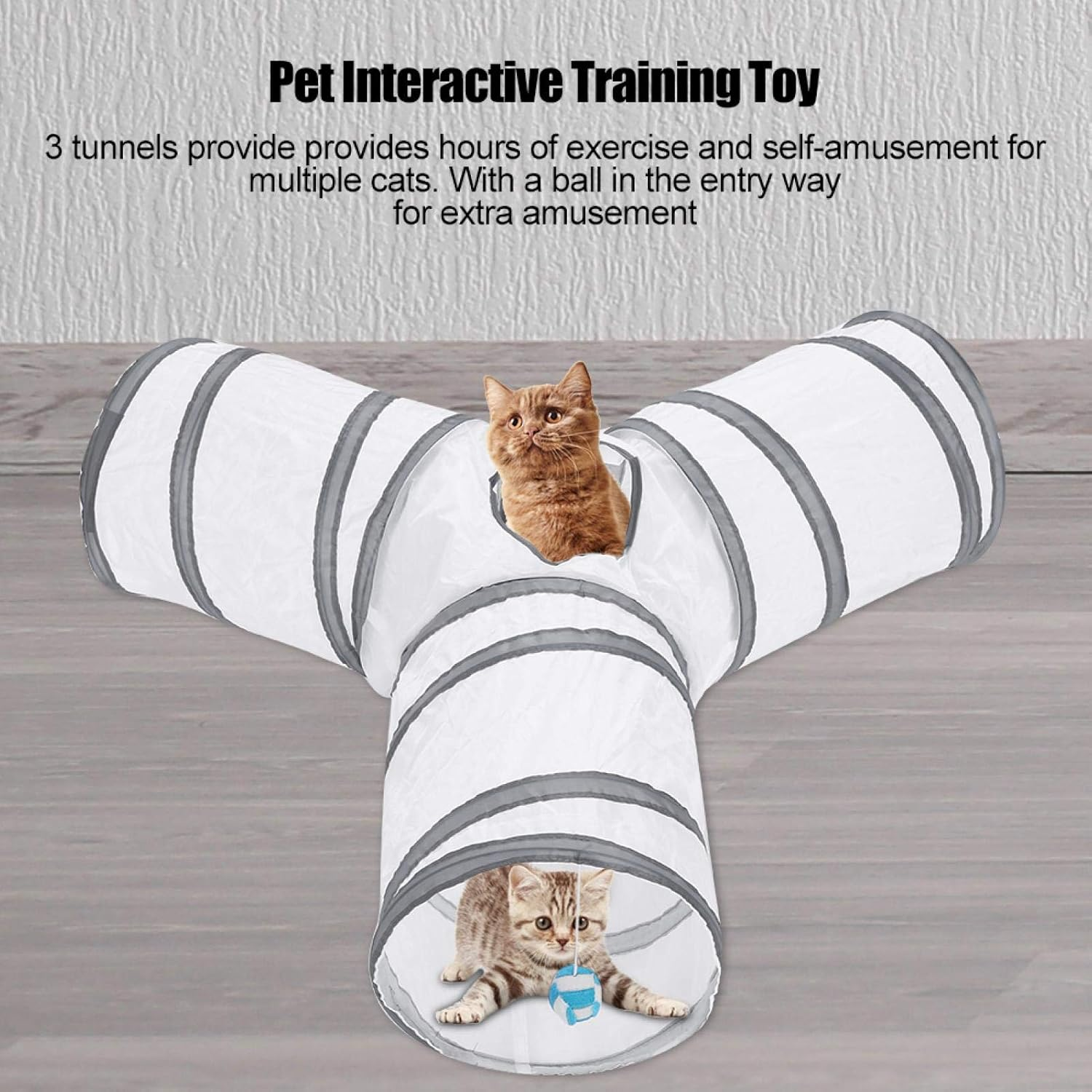 EVTSCAN Pet Cat Tunnel, 4 Color Foldable Collapsible 3 Way Play Toy, Tube Fun for Rabbits, Kittens, and Dogs Pet Interactive Training Toy(White) image number 3
