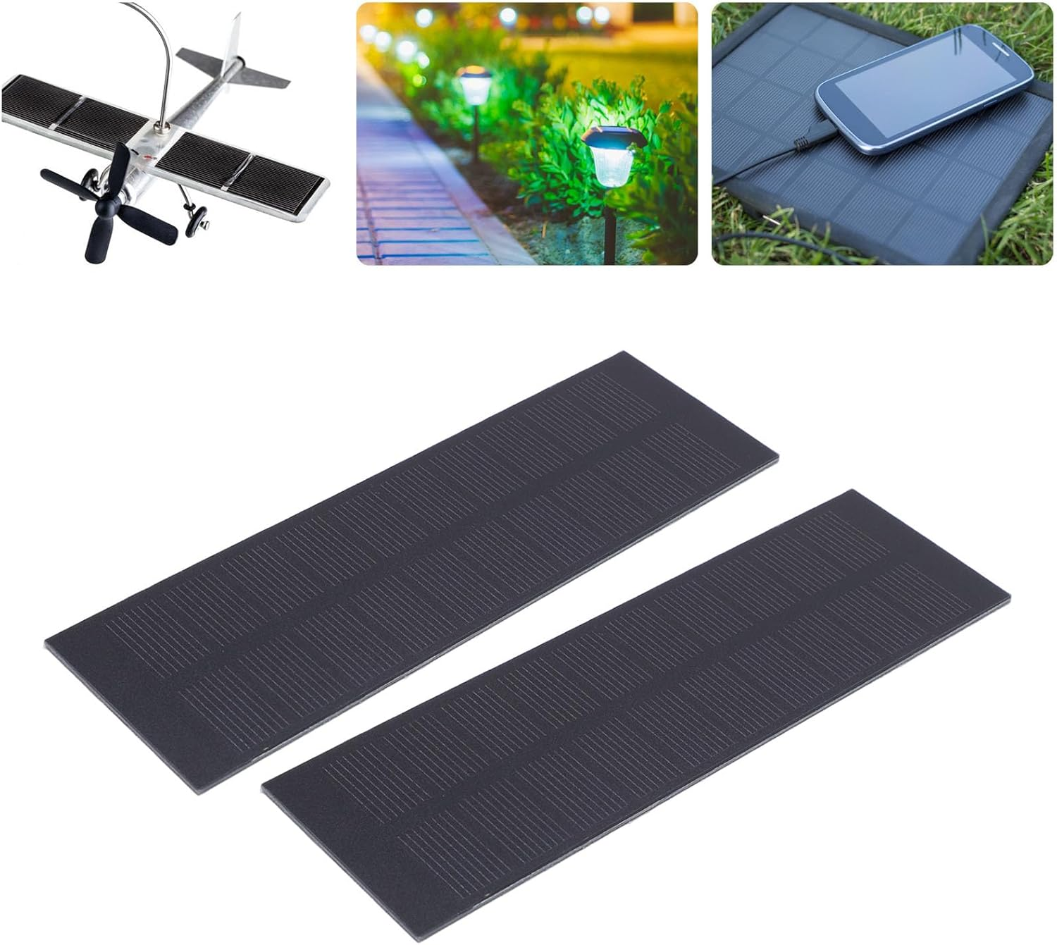 Mini Solar Panel - 2Pcs Solar Panel Charger 5V 1W with High Performance Monocrystalline for Camera, Water Pump, Small Fan, Power Bank, Camping Lanterns image number 1
