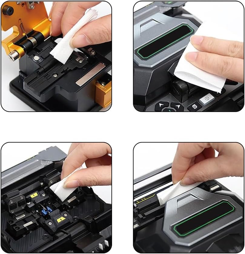 Fiber Optic Cleaning Wipes, 100 Pcs per Box Dust Free Paper Connector Cleaner Optical Cable Clean Tools Wipes Lint Cloth Dispenser Wet Dry Use Easy Tearing Electrical Industrial Precise Instrument image number 2