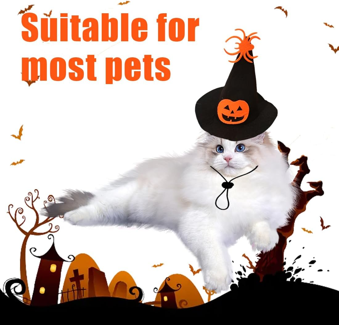 Pet Costumes Cat Cosplay 2 Pieces, Adjustable Halloween Cat Costume Cosplay Decoration Pet Cosplay Costumes for Small Cats Funny Holiday Clothing for Black Halloween Night Bloody Party image number 1