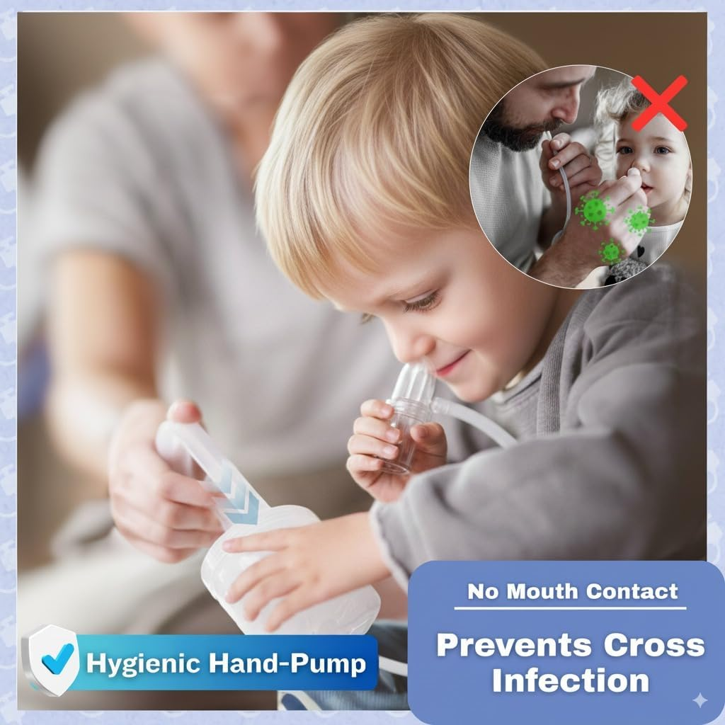 Chiboji Authentic Baby and Toddler Nasal Aspirator - Hand Pump Booger Nose Sucker with Non-Invasive Nozzle Tip for Quick, Quiet Suction, Relieve Stuffy Noses and Clear Mucus, Made in Taiwan image number 4