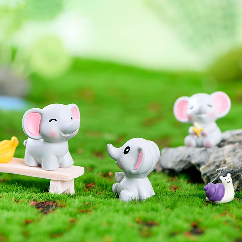 6 Pcs Mini Elephant Animal Figures Toy Cake Toppers, Miniature Elephant Figurines Fairy Garden Moss Landscape DIY Terrarium Crafts Ornament, Cake Decoration Christmas Birthday Gift image number 5
