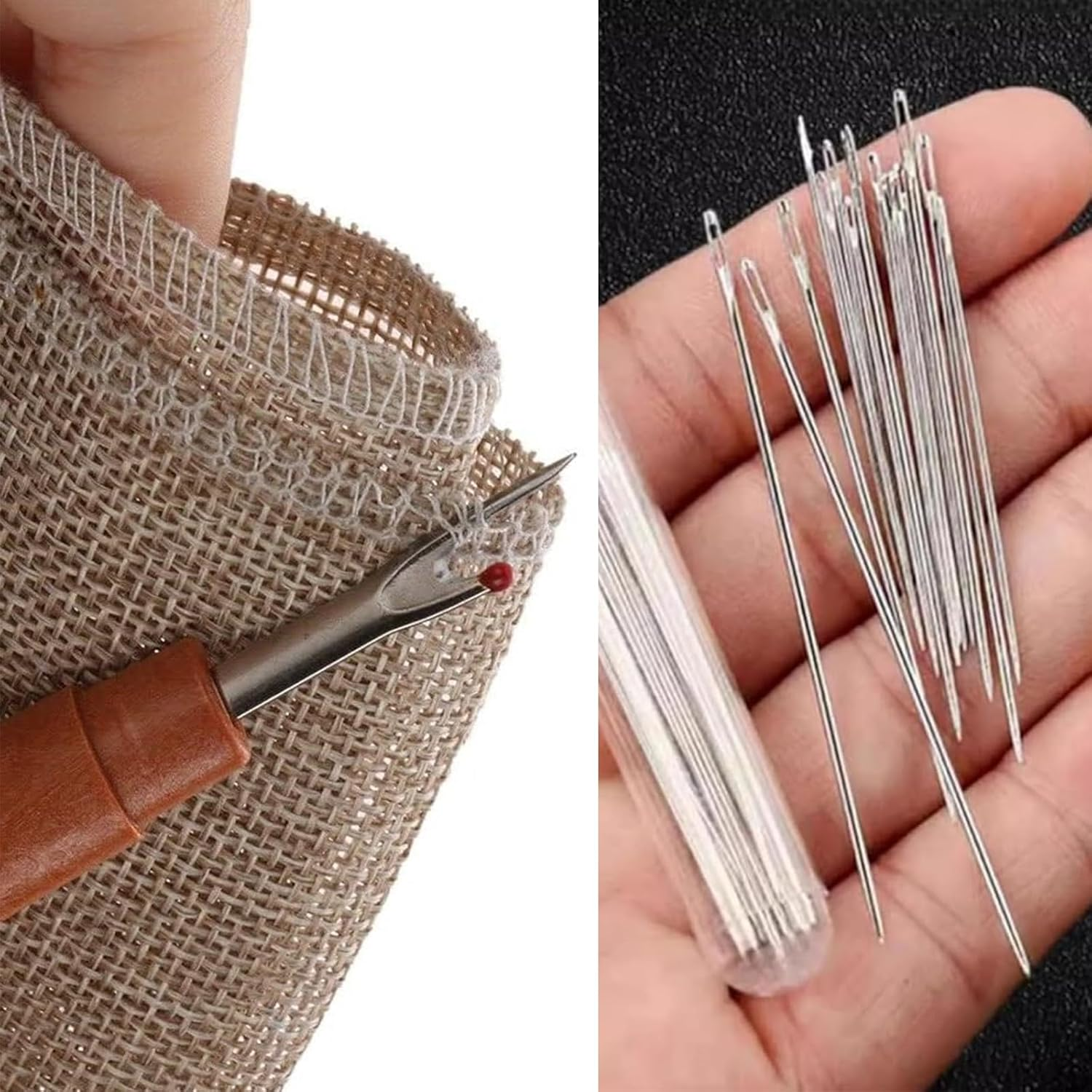 1 Set Sewing Kit, Complete Needle Set with 5 Sizes of Large Eye Needles, Includes Needle Case, Threaders, Seam Rippers, and Threads, Ideal for Quick Repairs, DIY Projects, and Travel Essentials image number 3