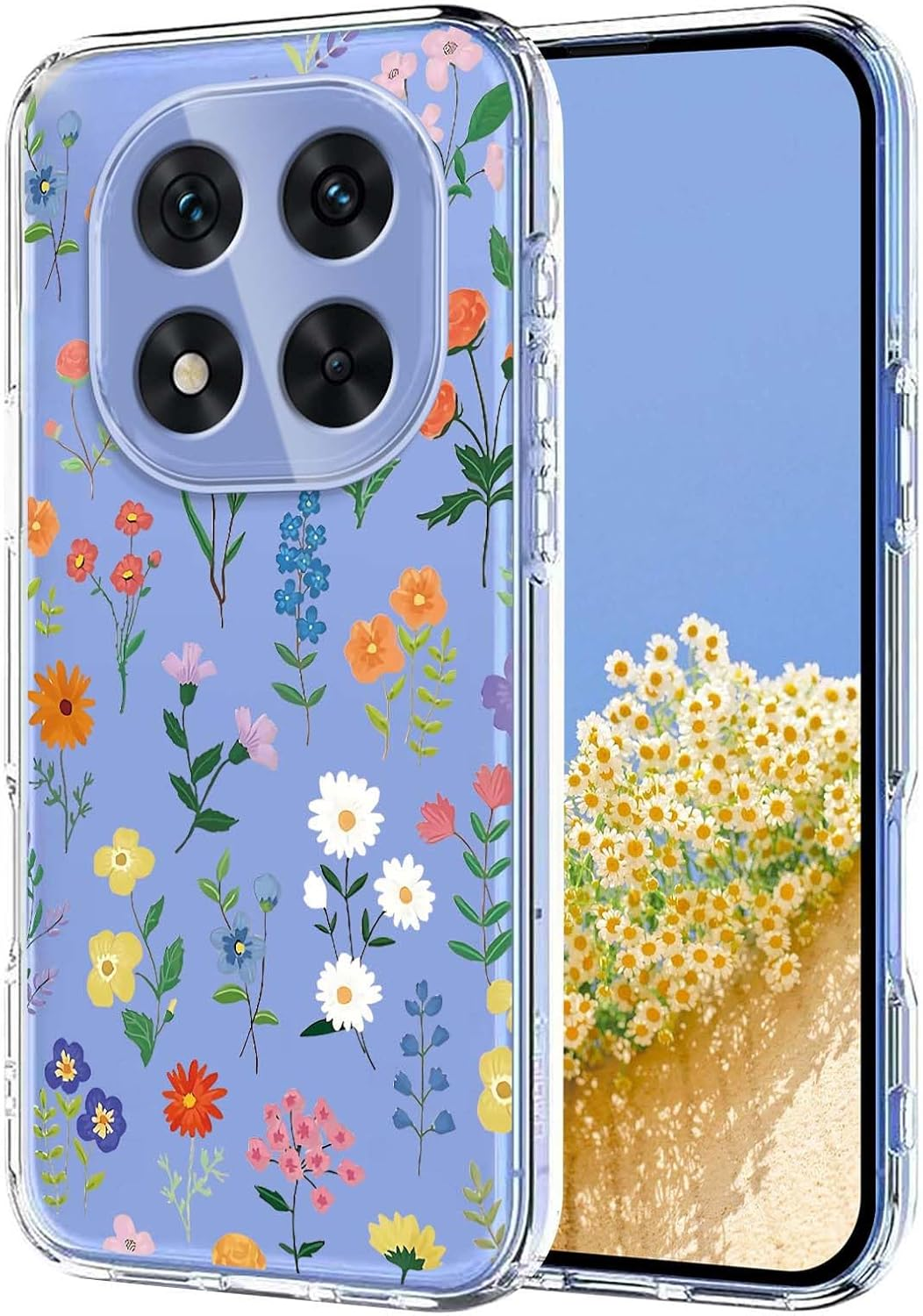 Yuexcin Case for XM Redmi Note 14 Pro 5G/Poco X7 5G, Cute Flower, Ultra Thin, Soft TPU Mobile Phone Case, Transparent, Shockproof, Fashion, Colourful, Girlish Protective Case, Daisy