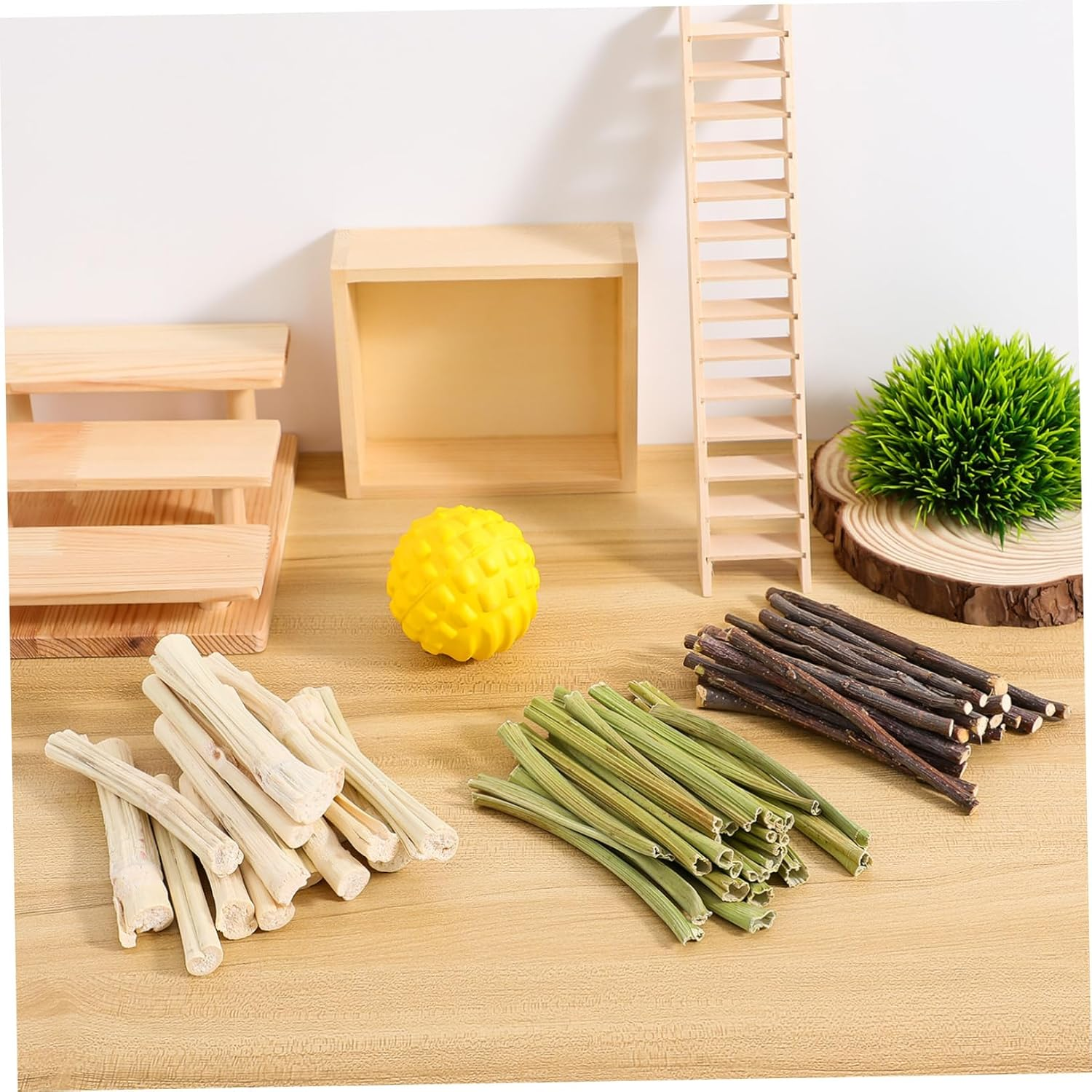 Toddmomy 55Pcs Bunny Chew Sticks Variety Pack 15 Natural Bamboo 20 Papaya Stem 20 Sticks Small PET Chew Toys for Rabbits Hamsters Chinchillas Guinea Pigs Wood Chewing for Tooth Grinding image number 6