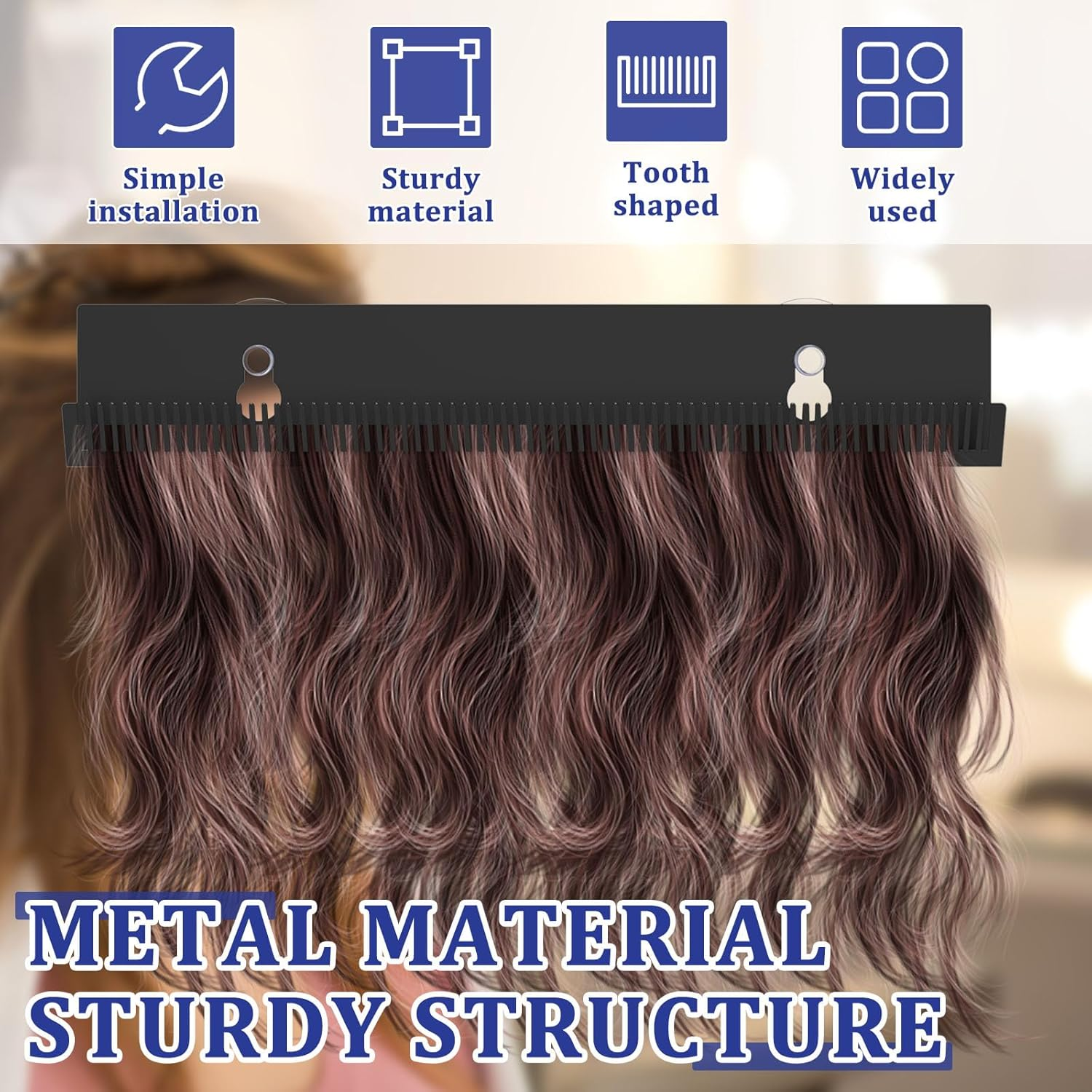 Rdjeokf Hair Extension Hanger, Metal Hair Extension Holder, Rustproof Hair Extension Display Rack, for Styling, Washing, Coloring, for Styling Hair, for Hand Tied Weft Full Bundle Tool Hair