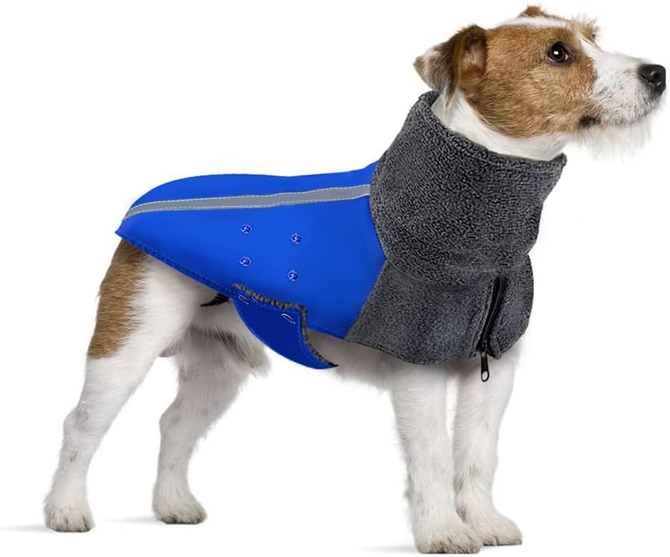 Slowton Winter Dog Coat, Warm Polar Fleece Lining Doggie Outdoor Jacket with Turtleneck Scarf Reflective Stripe Adjustable Waterproof Windproof Puppy Vest Soft Pet Outfits (X-Large, Grey)