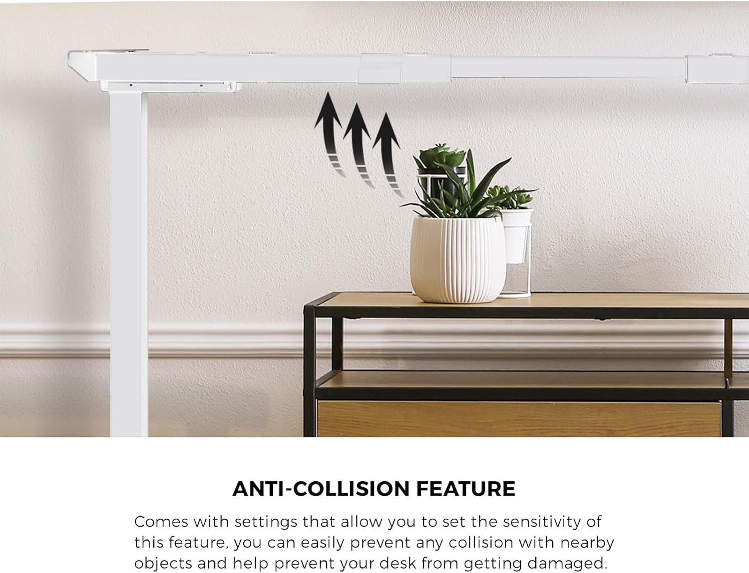 Oikiture Standing Desk Height Adjustbale Sit Stand Desk with Single Motorised Electric Fram for Home Office White(Frame Only) image number 4