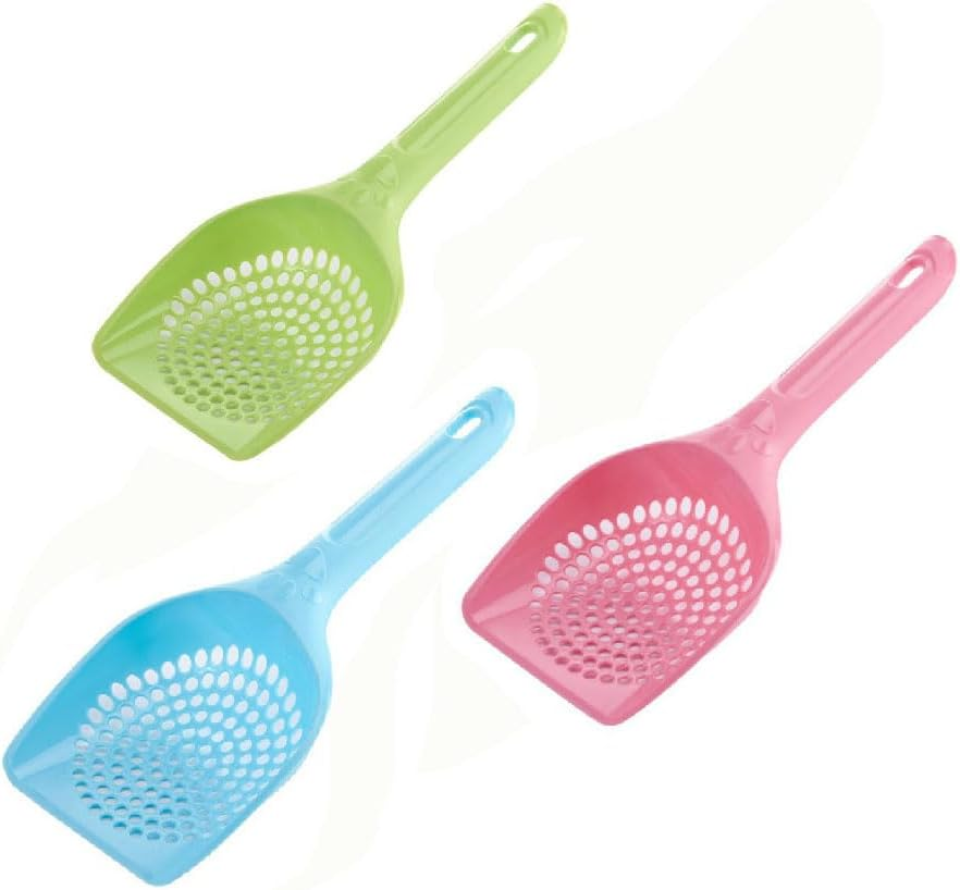 Cat Litter Scoop, 3 Pcs Small Plastic Cat Litter Box Sifter with Ergonomic Handle, Pet Litter Shovel for Cat Sand Toilet Cleaning, Blue