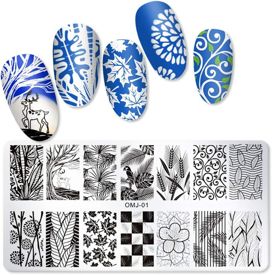 SILPECWEE 6Pcs Nail Art Stamping Templates Butterfly Flower Nail Art Stamps Stencils Manicure Accessories Nail DIY Tools