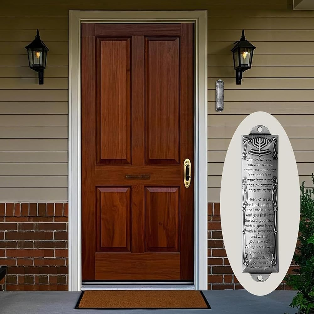 Durable Set of 3 Metal Mezuzah Cases with Scrolls,Jewish Door Blessing with English & Hebrew Scripture,Perfect for Housewarming and Jewish Home Decoration (Sliver) image number 4