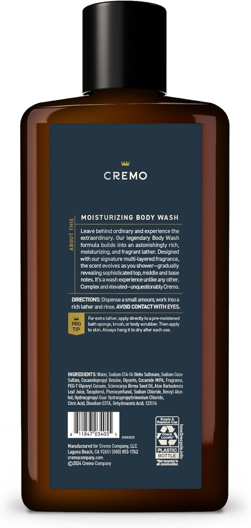 Cremo Rich-Lathering Palo Santo (Reserve Collection) Body Wash, Notes of Bright Cardamom, Dry Papyrus and Aromatic Palo Santo, 16 Fl Oz (2-Pack) image number 3