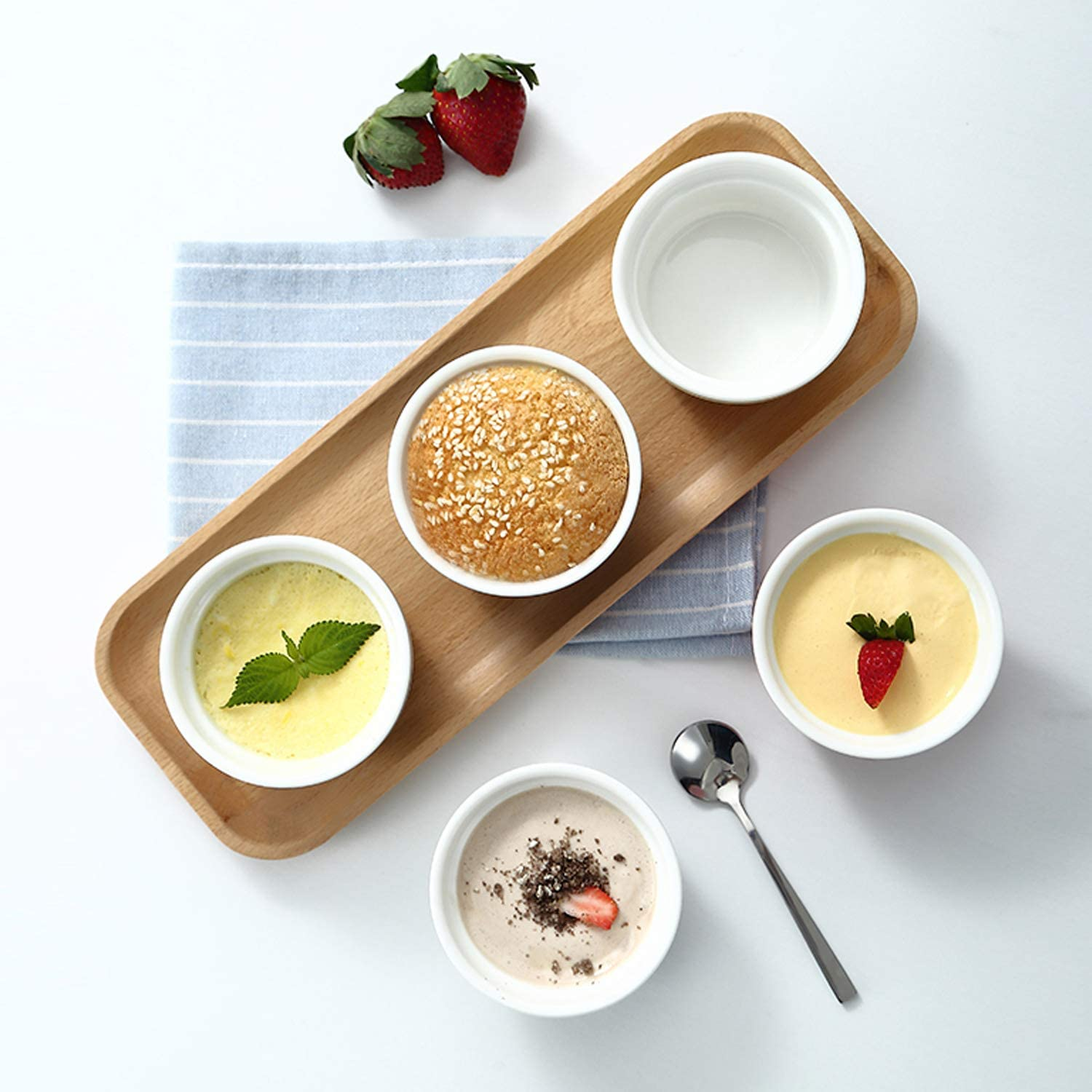 Ramekins 6 Oz, Set of 8, Creme Brulee Ramekins, Souffle Dishes, Oven Safe Porcelain Ramiken Bowls for Custard, Lava Cakes, Pudding, Flan, Mini Desserts, Jam and Ice Cream, Ramekins for Baking