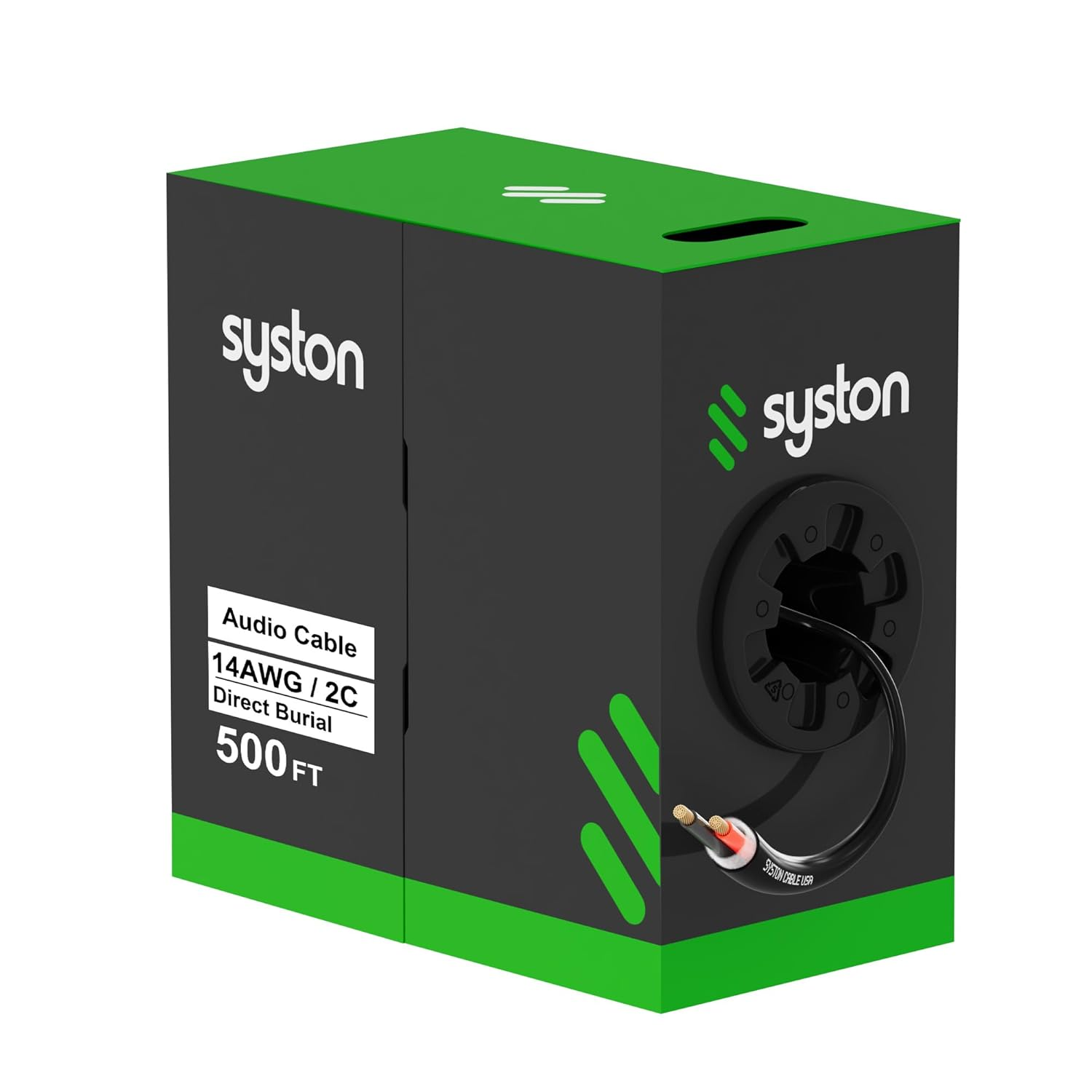 SYSTON 14/2 Speaker Audio Cable Wire Bulk, 14AWG 2C Strand OFC - Oxygen Free Copper Conductors, CMR Riser-Rated Indoor/Outdoor UV Resistant Rohs Compliant for Home Theater Car Speakers, White 50 FT