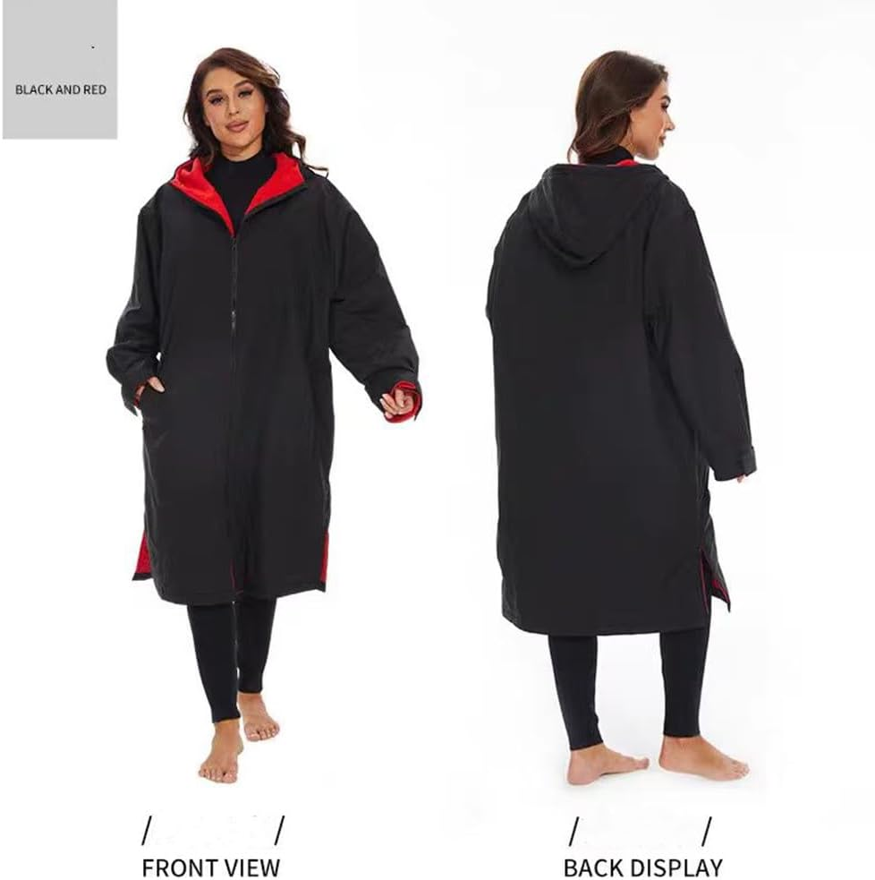 Warm Waterproof Swim Parka: Oversized Hooded Changing Robe - Quick Dry Wetsuit Changing Towel, Windproof Coat, Jacket for Water Sport, Beach & Pool image number 3