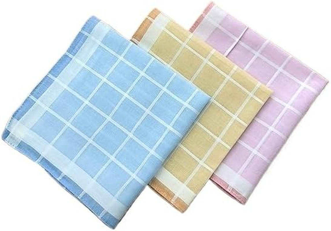 10Pack Quality Women Handkerchiefs | 100% Cotton Classic Large Handkerchiefs | Multicolor Striped and Plaid Vintage Pocket Squares | Suitable for Daily Use and Gifts image number 6