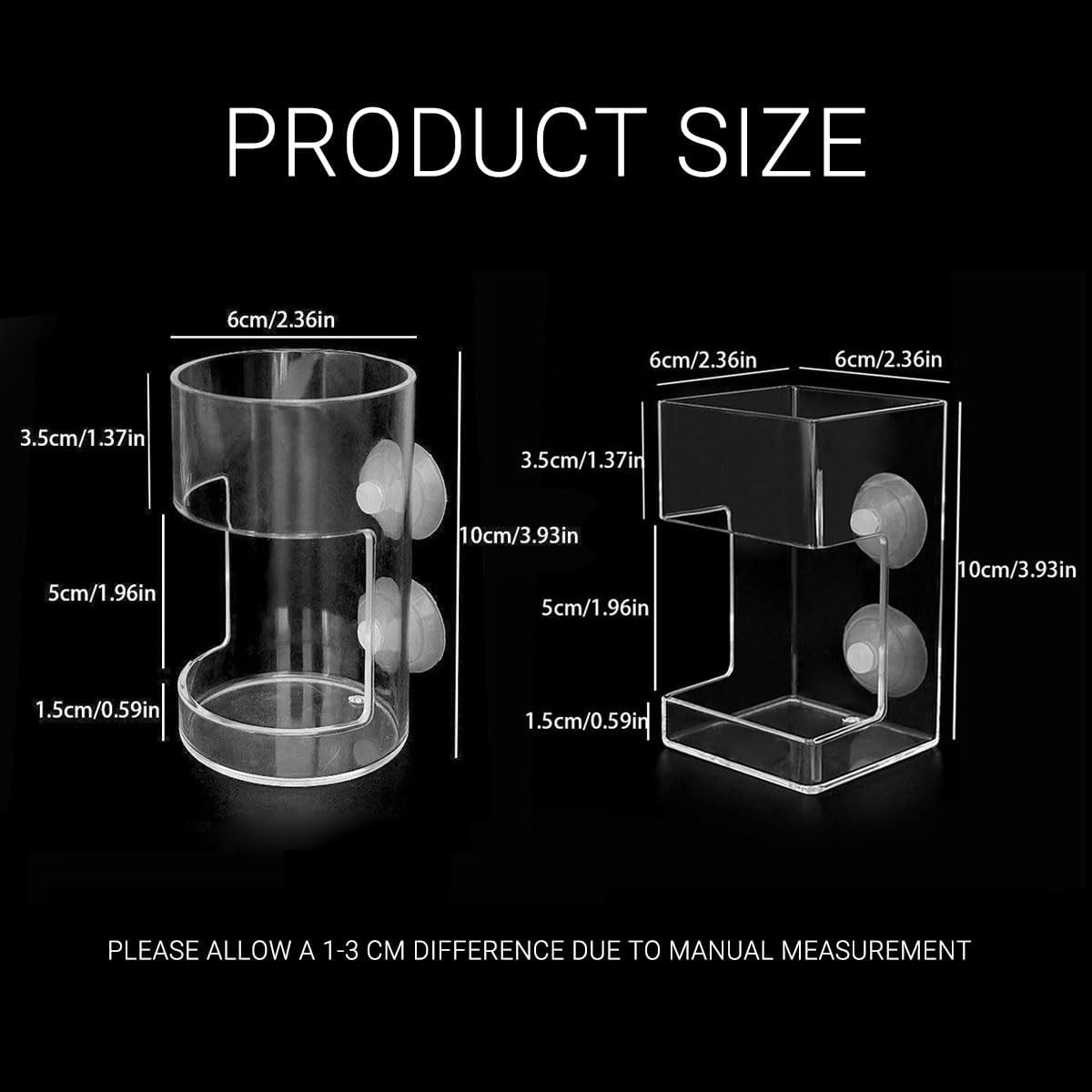 AIMALL Floating Fish Feeding Ring &ndash; Hanging Aquarium Food Feeder with Suction Cups, round & Square PS Plastic Feeding Box for Parrot Fish, Koi, and Tropical Tanks image number 5