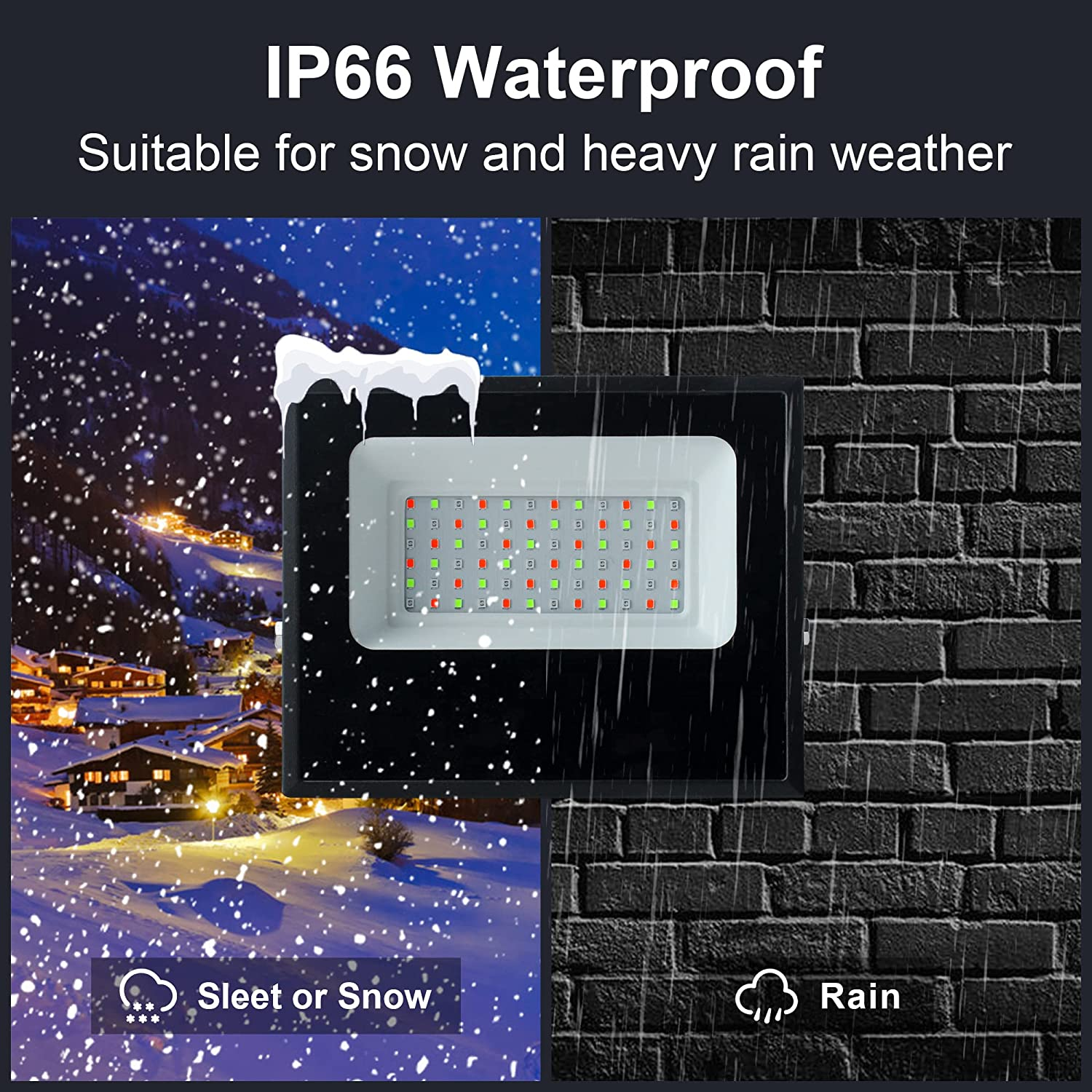BOSITE 100W RGB LED Flood Light Outdoor Waterproof IP66 Colour Changing Portable Floodlight with Smart Bluetooth App Control & Group Control for Garden Terrace Stage Lighting Christmas Party - Rgb-100W image number 6