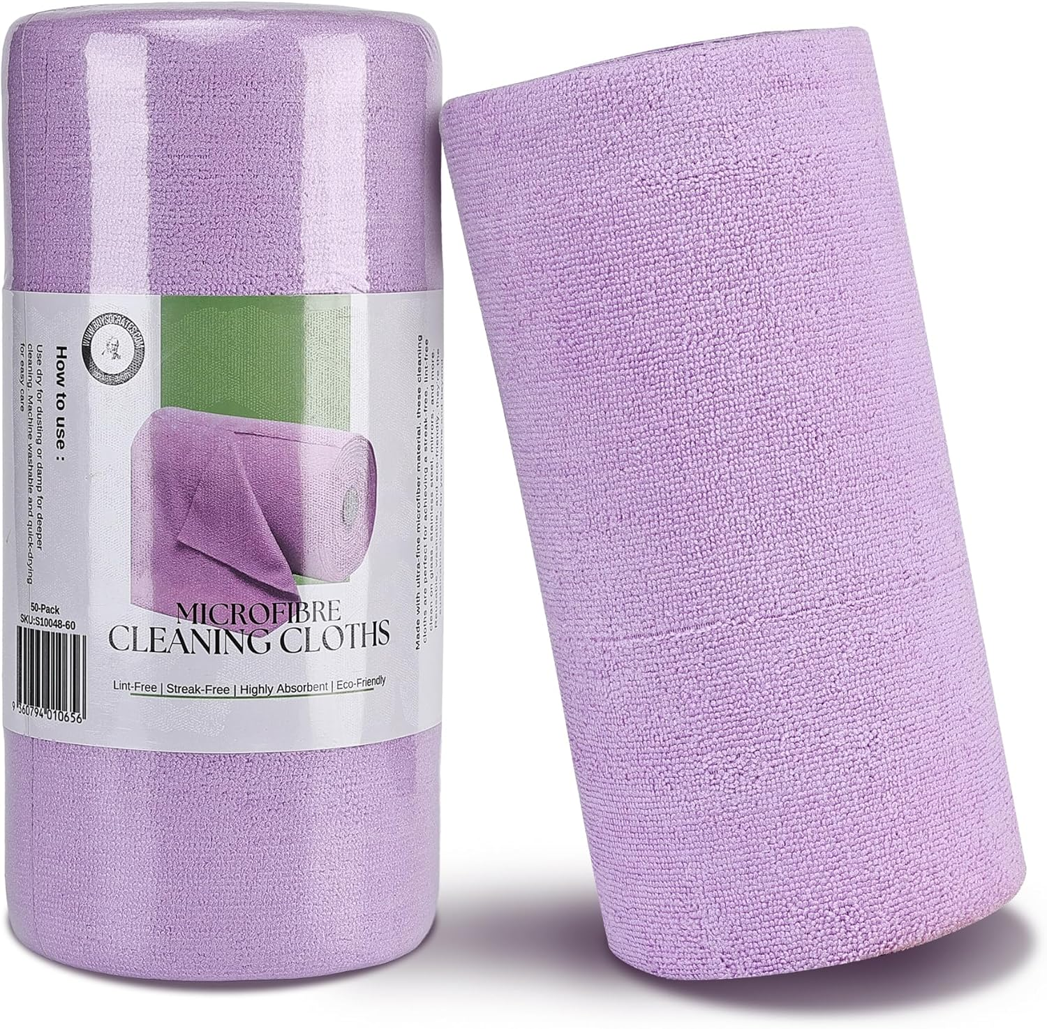 Socrates Microfiber Cleaning Cloth Roll &ndash; 50 Tear-Away Microfibre Cloth Sheets, Ultra-Absorbent, Reusable, Washable, Quick-Dry Microfibre Towels for Kitchen or Car in (Purple) image number 3