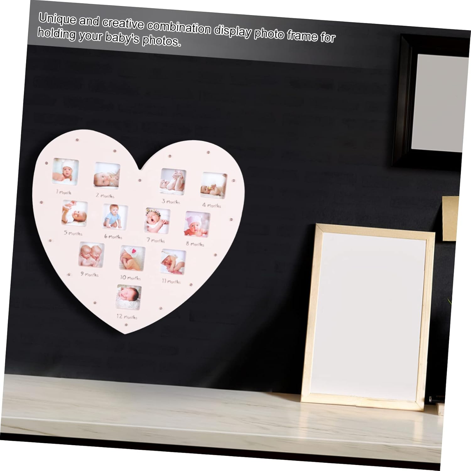 Heart Shape Photo Frame with Light Growth Photo Frame for First Year Month Desktop Ornament Newborn for Boys image number 5
