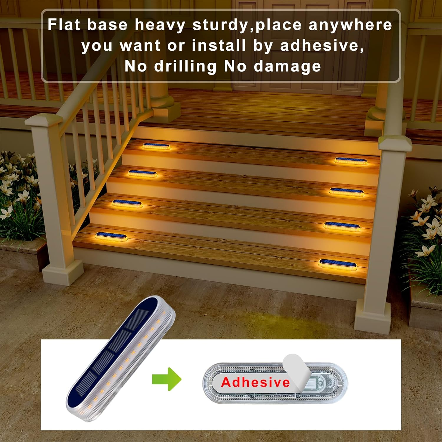 Solar Step Lights Outdoor Waterproof Led,Warm White Solar Deck Lights,Solar Fence Lights,Solar Lights for Stairs,Dock Patio,Post,Railing,Garden,Backyard,Front Door,Pathway,Driveway,Porch(4 Pack) image number 2