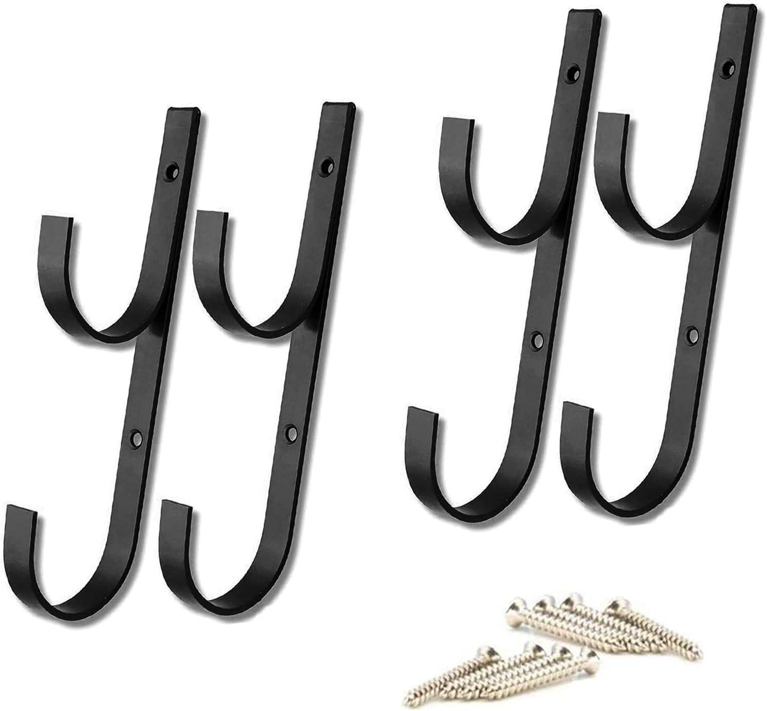 WWD Pool Swimming Pool Aluminum Pole Hanger Set, Black, 2-Pack (4 Hooks), for Telescoping Poles, Leaf Rakes, Skimmers, Nets, Brushes, Vacuum Hoses (2 Pair [ Black ])