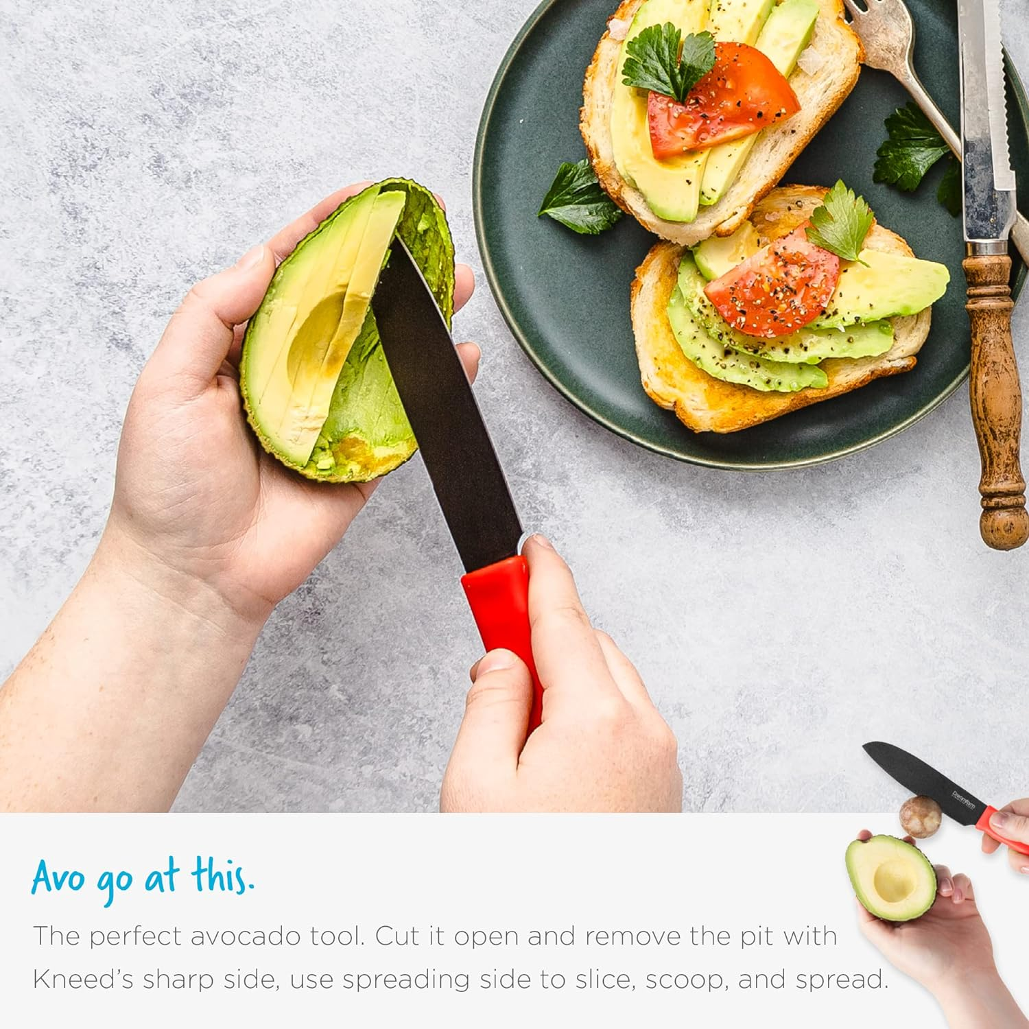 Dreamfarm Kneed Daily Chopping, Spreading, & Scooping Paring Knife with Blade Safety Cover & Built-In Plastic Wrap Cutter - Black