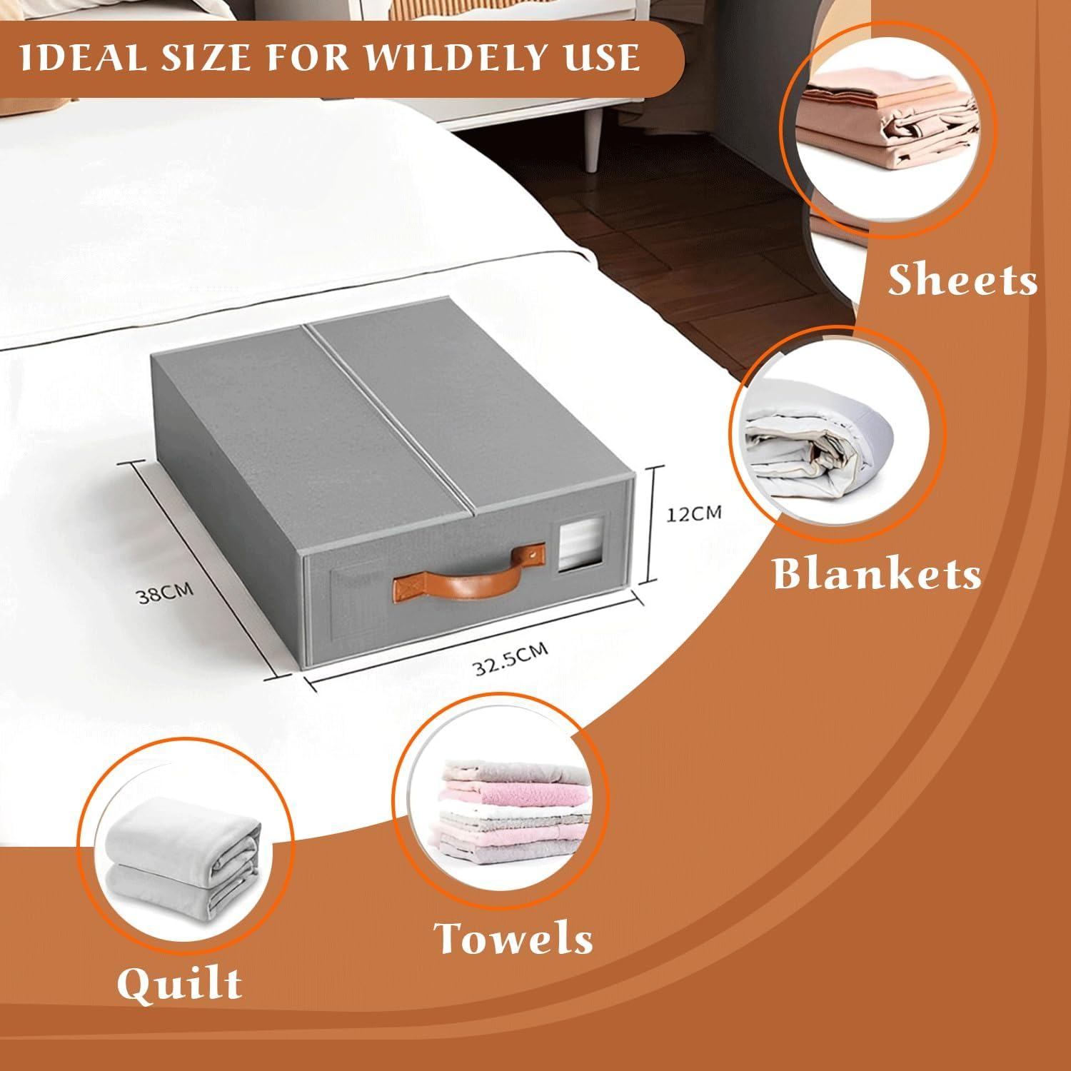 4 Pack Bedsheet Organizer with a Laundry Bag (Queen & King Size) - Foldable Bed Linen Storage with Window, Label & Zipper - Fabric Storage Bins for Clothes, Pillow Covers, Bed Sheets & Blankets image number 2