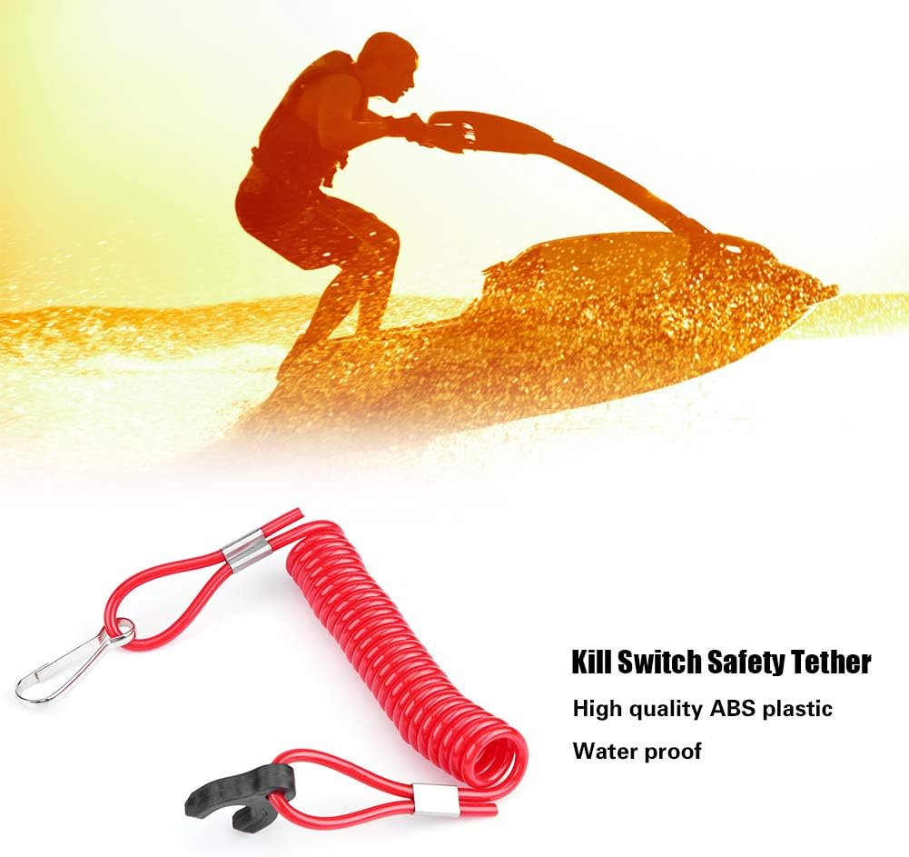 Acouto Outboard Emergency Kill Switch Lanyard for Tohatsu Engine Ignition Kill Stop Switch Safety Tether Lanyard Emergency Stop Switch Safety Cord for Tohatsu Outboard Engine Motor Red image number 2
