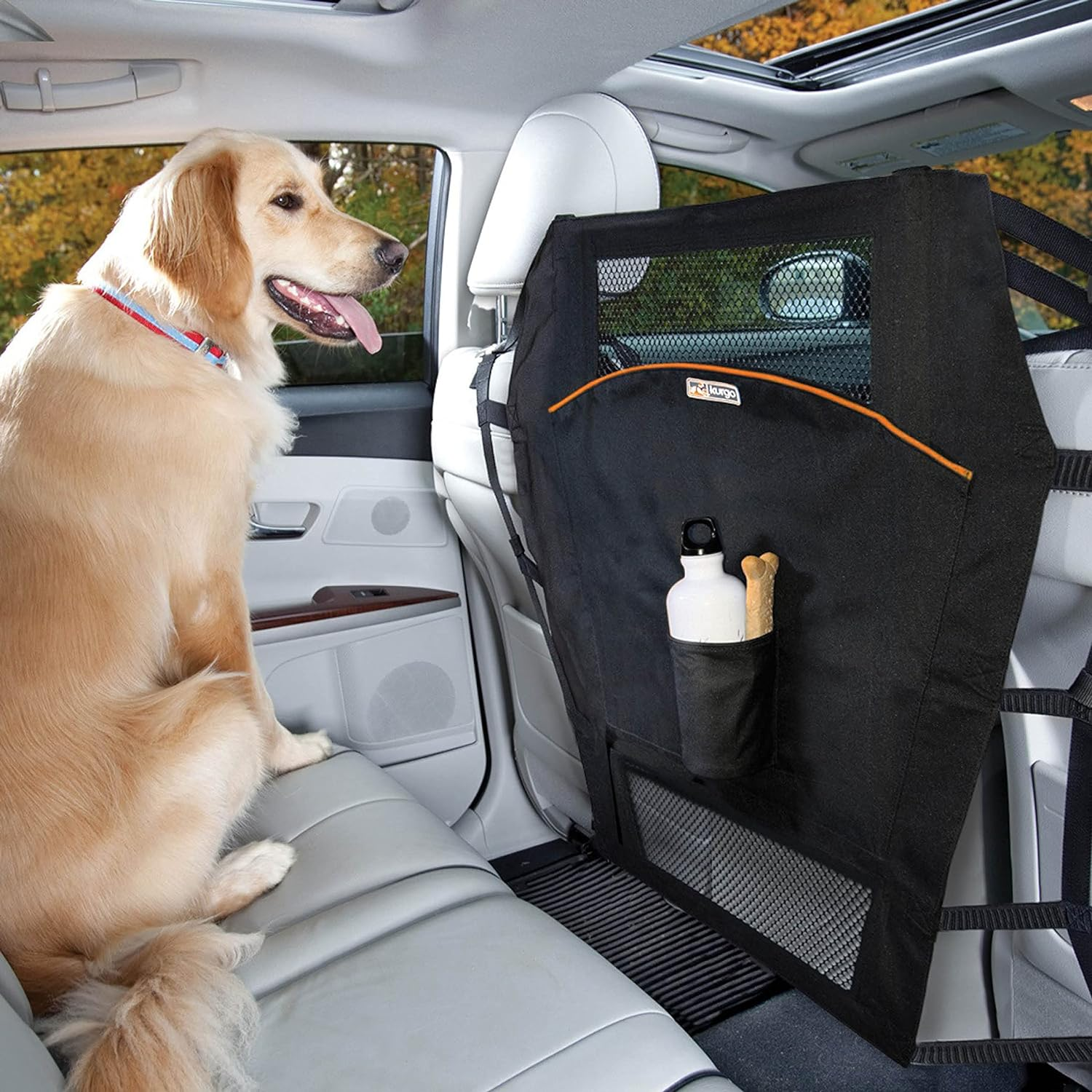 Kurgo Backseat Dog Barrier for Cars & SUV, Automotive Pet Barrier, Backseat Barrier for Dogs, Reduce Distractions While Driving, Mesh Opening, Easy Installation, Storage Pockets, Universal Fit image number 6
