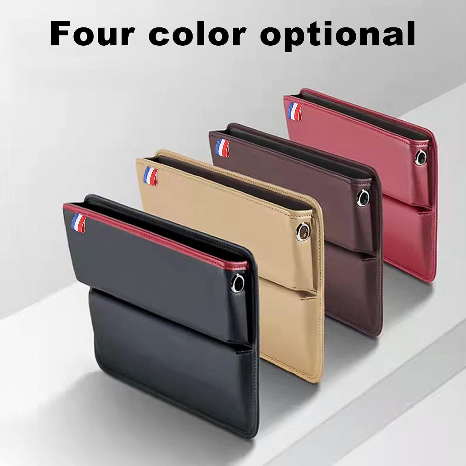 Car Seat Gap Filler, Universal Car Seat Gap Organizer Seat Gap Filler Storage Box between Front Seat Premium PU Leather Console Catcher Universal Pocket image number 3