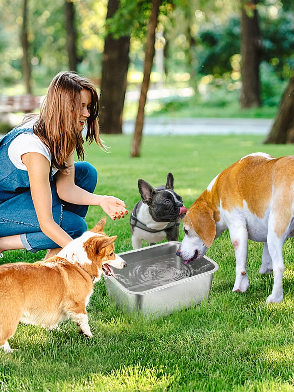 3 Gallons Extra Large Dog Water Bowl, Durable Stainless Steel Dog Bowl, Safe High Capacity Water and Food Bowl for Large, X-Large Breed Dogs Indoor Outdoor image number 3