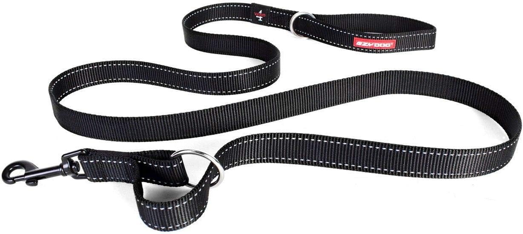 Ezydog Vario 4 Multifunction Dog Leash - 25Mm Nylon Webbing Lead for Medium & Large Dogs - 4 Leashes in 1, Soft, Comfortable, Reflective, Carbon Snap Clip, (75Mm - 180Cm, Blue)