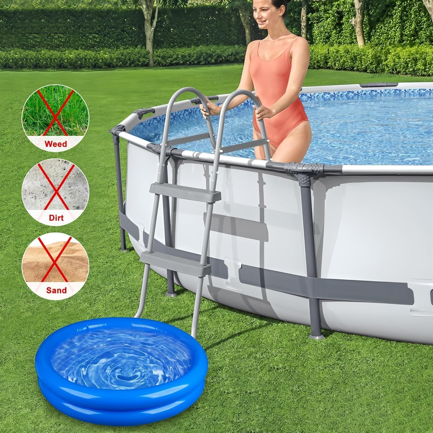 2 Pack Inflatable Foot Bath Tub for Pools, Portable Soaking Wash Basin with Pump, above Ground Pool Accessories, Fits Entry Ladder, Lightweight Foldable Foot Soaker ﻿ image number 3