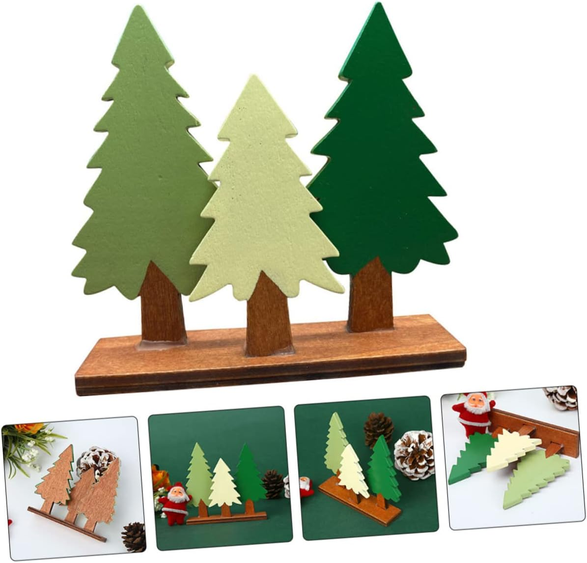 Artificial Pine Tree Wooden Christmas Tree Decor Portable Reusable Ornaments image number 5
