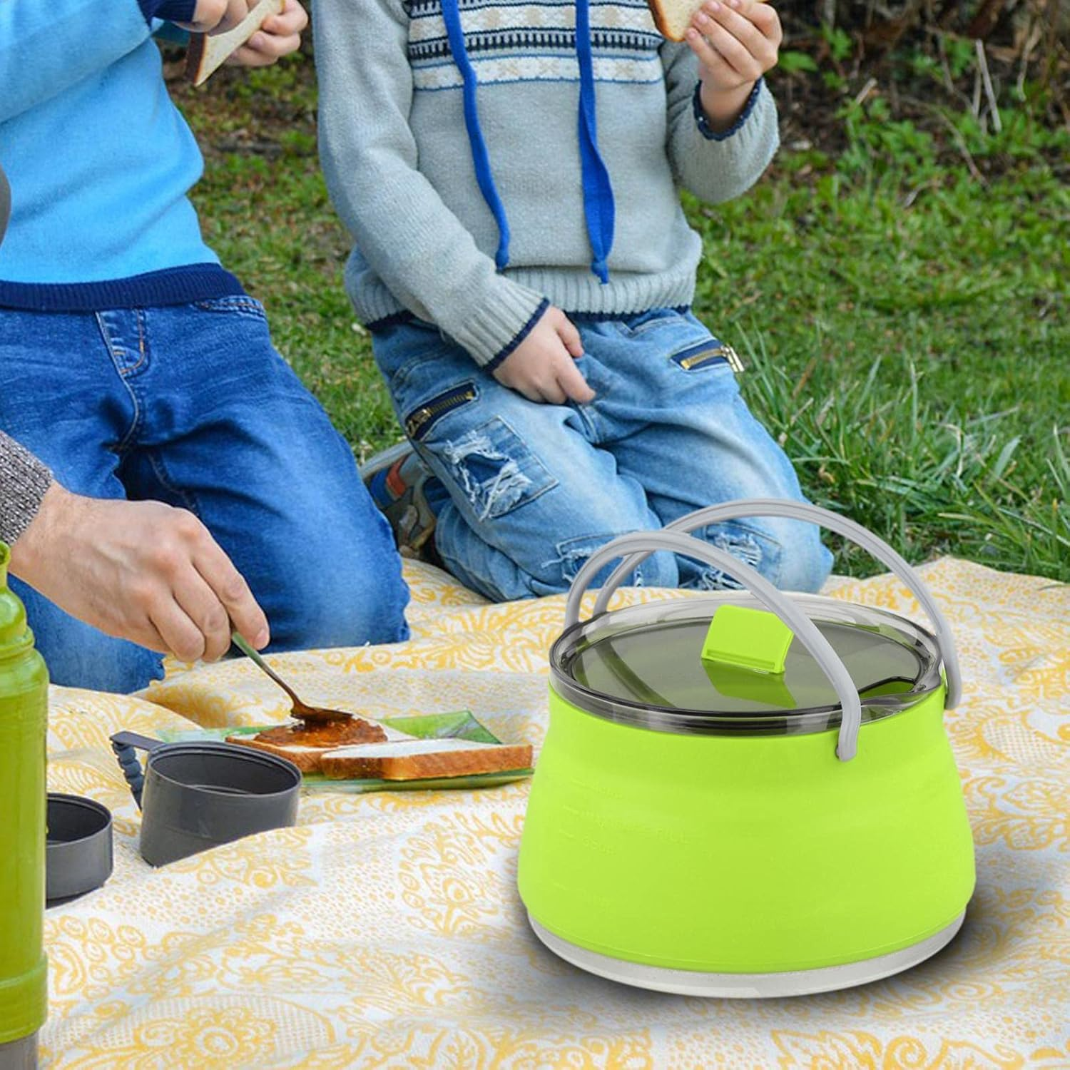 Silicone Collapsible Camping Cook Pot Cookware Folding Kettle Teapot Lightweight Pot Kettle for Outdoor Camping Hiking and Picnic image number 6