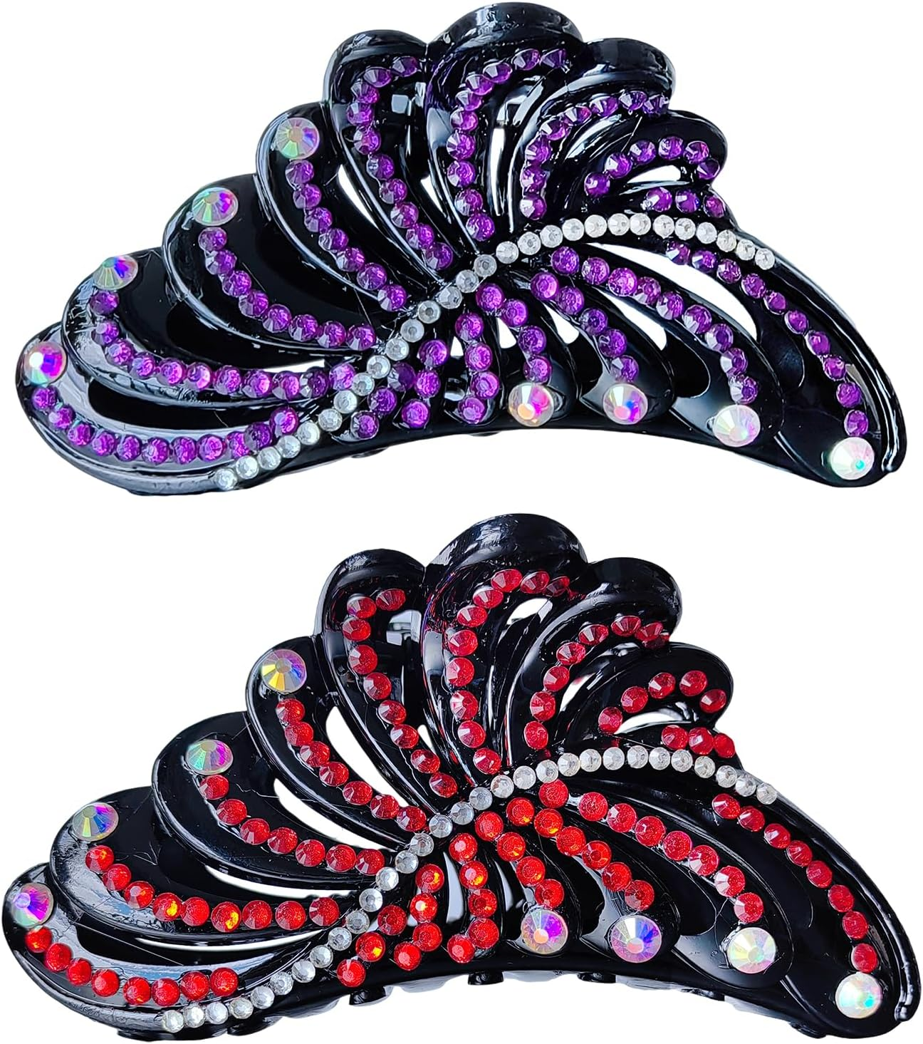 Yusier 6PCS Sparkly Rhinestone Braided Hair Clips Small Flower Hair Accessories Hair Design for Girls and Women Braided Duckbill Hair Clip with Crystal