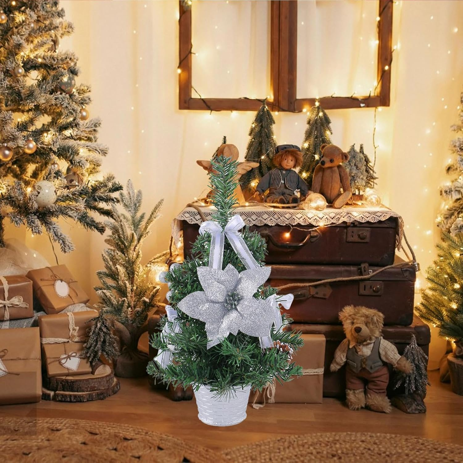 Tabletop Christmas Tree - Small Pine Tree Decorations - Table Small Christmas Tree with Christmas Ornaments for Window, Door, Shelf image number 6