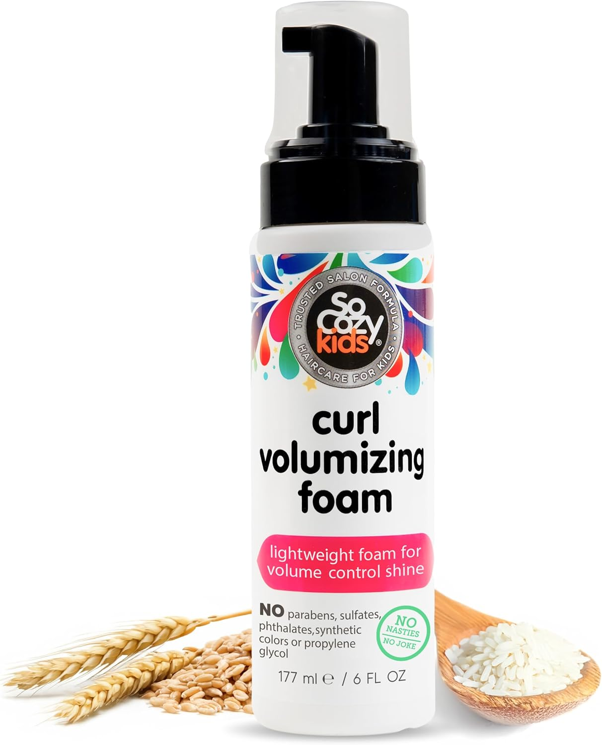 Socozy Hair Mousse for Kids, Curl Volumizing Foam Mousse for Curly Hair (6 Fl Oz) Enhances Shine & Volume, Gentle Formula with Panthenol, Hydrolyzed Proteins & Keratin, Paraben & Sulfate-Free image number 6