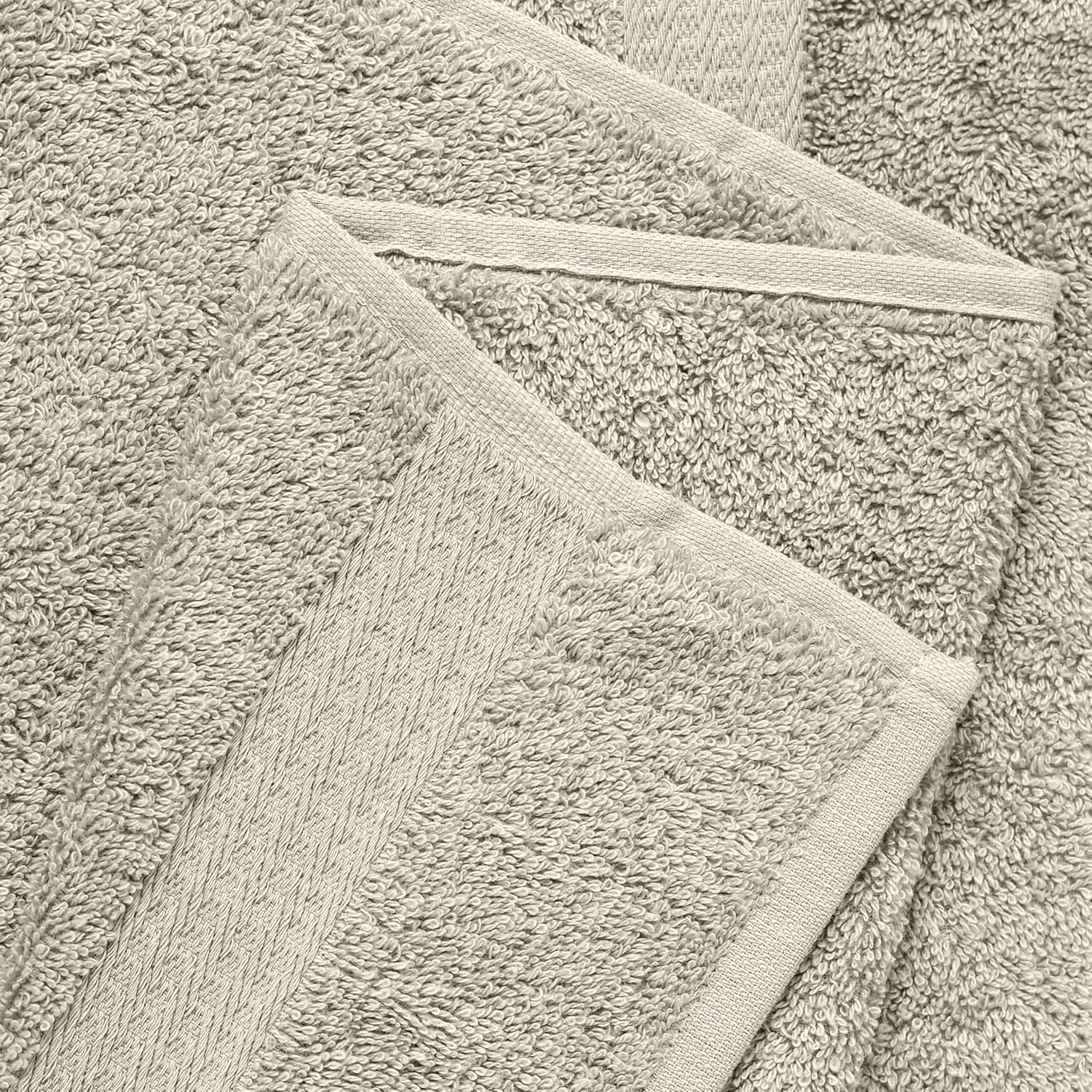 1888 Mills 8 Pack Premium Washcloth Set, True Classics Premium Cotton Blend, Super Soft and Highly Absorbent Washcloths for Bathroom, Hotels, Spa and Gym, Taupe