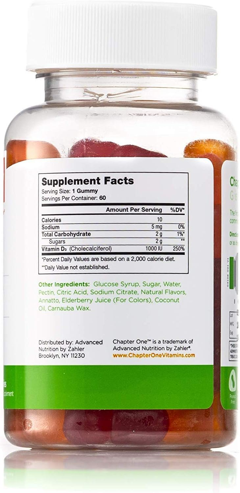 Chapter One Vitamin D3 Gummies 1000IU, Suports Healthy Bones, Muscles and Immunity, Certified Kosher, 60 Flavored Gummies image number 5