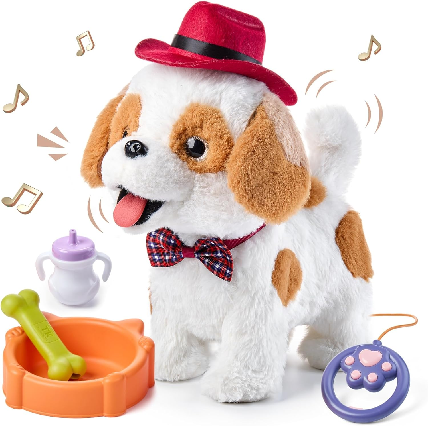 OR or TU Walking Barking Toy Dog with Remote Control Leash, Plush Puppy Electronic Interactive Toys for Kids, Wag Tail, Singing, Pretend Dress up Realistic Stuffed Dog Age 3 4 5 6 Years Old Best Gift image number 1